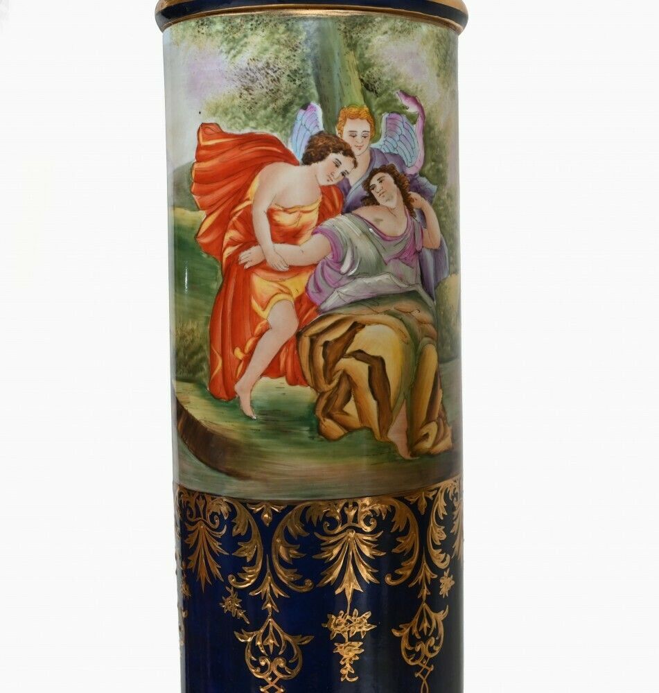 photo furniture Pair French Porcelain Pedestal Stands Paris Sevres Tables