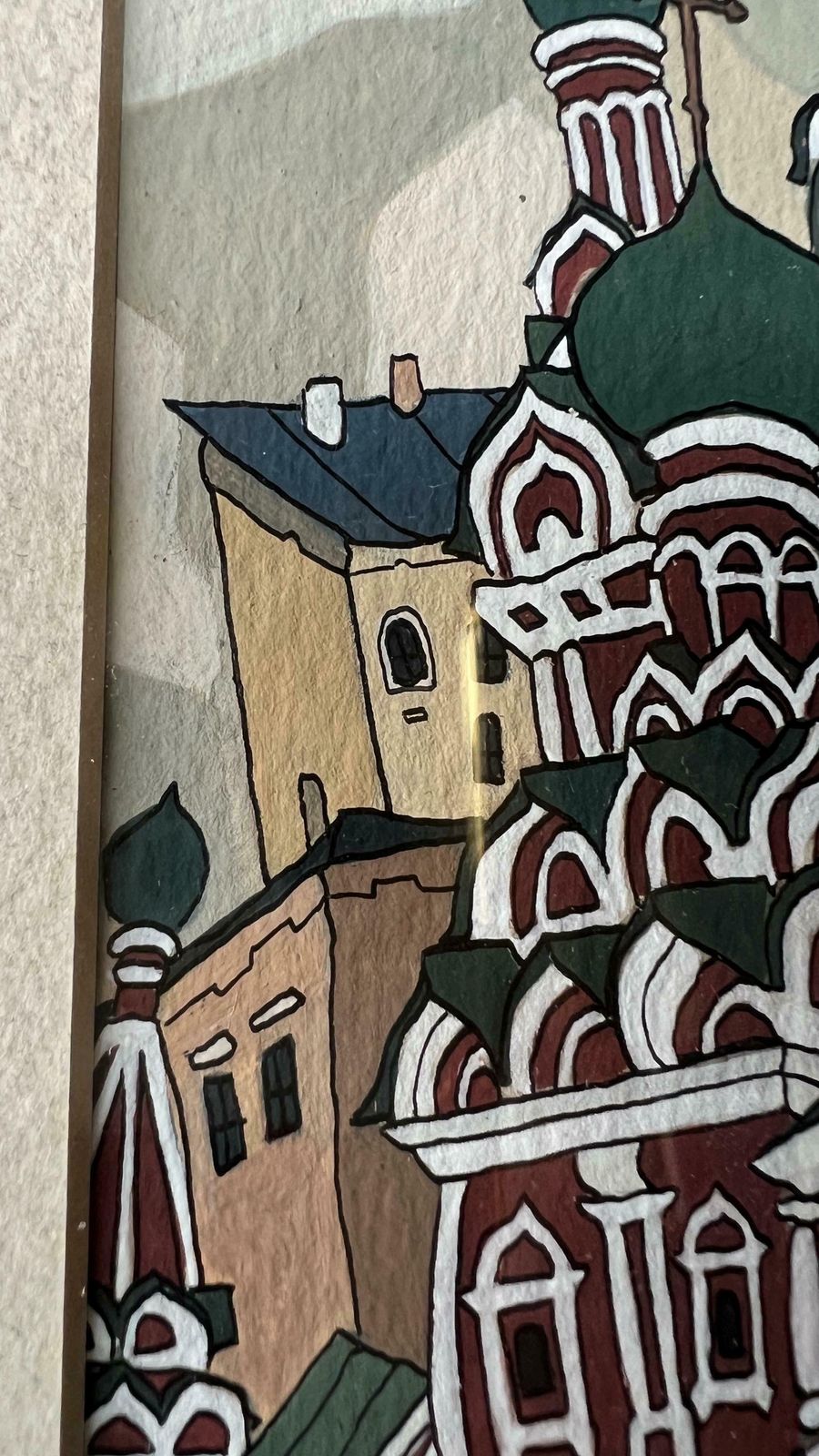 Original Gouache Painting Of The Holy Trinity Church In Moscow By Gregory Shestakov photo 89.0