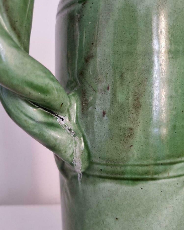 Tall Studio Pottery Green Water Pitcher photo vinterior