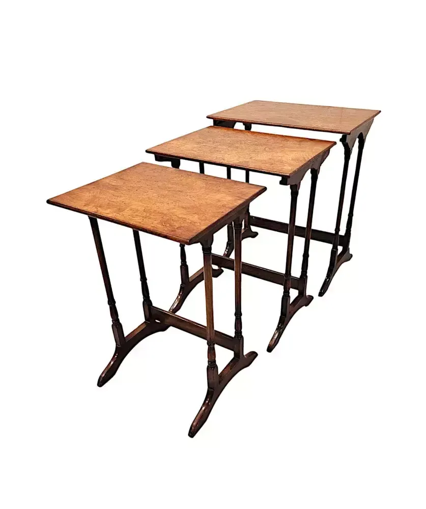 A Fabulous Early 20th Century Burr Elm Nest Of Three Tables photo furniture