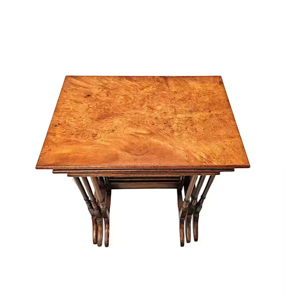 A Fabulous Early 20th Century Burr Elm Nest Of Three Tables photo Furniture