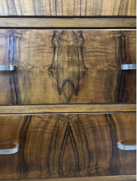 Furniture Art Deco Chest Of Drawers   Beautiful Veneer Pattern photo