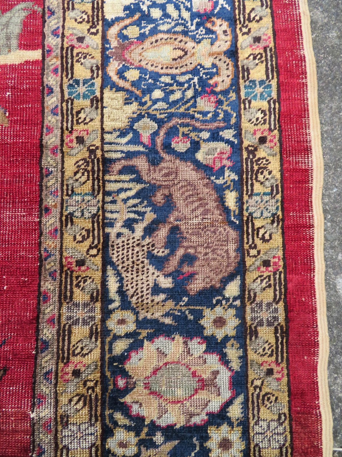 19th Century Turkish Pictorial (Hunting Scene) Silk Rug. West Anatolia. 171cm X 125cm. photo vintage