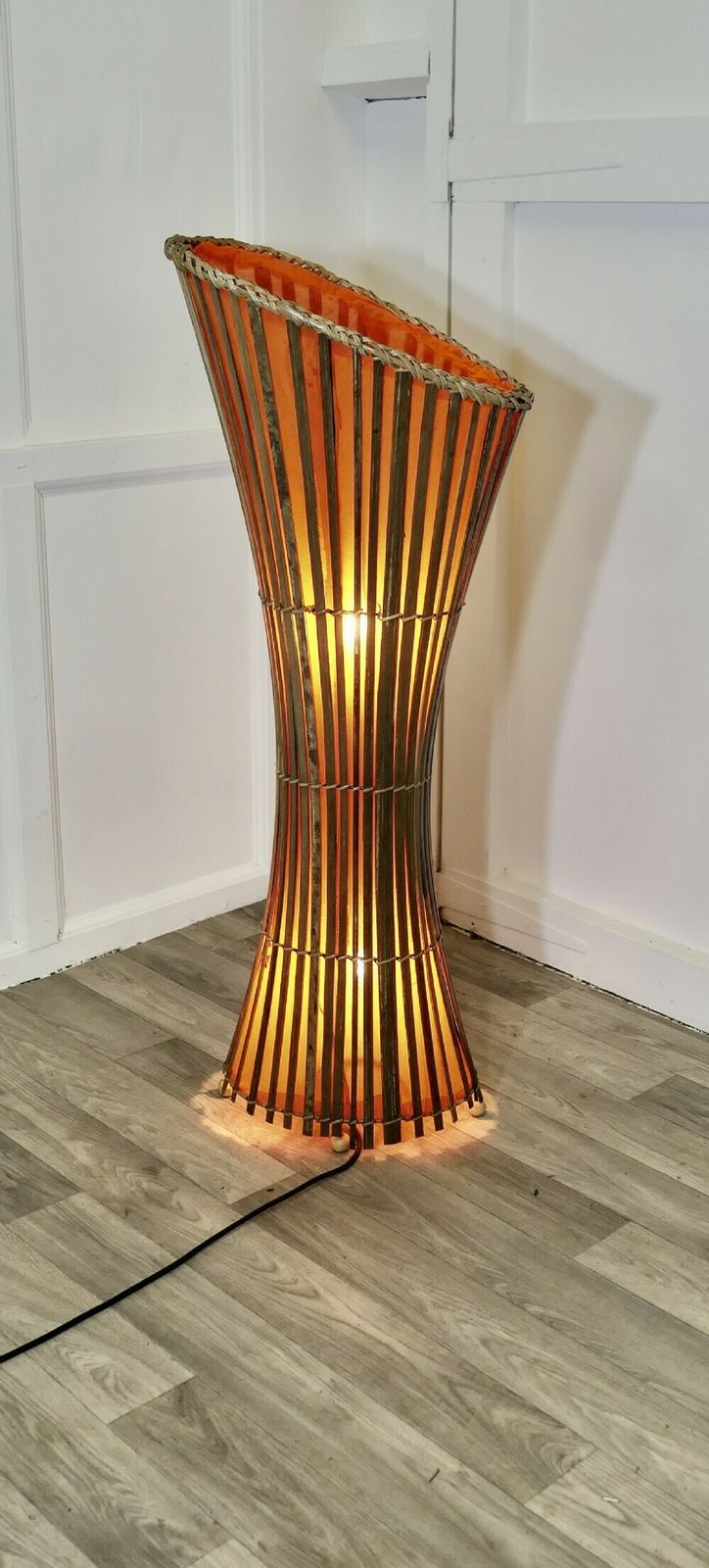 Mid 20th Century Bamboo Floor Lamp, Retro Chic