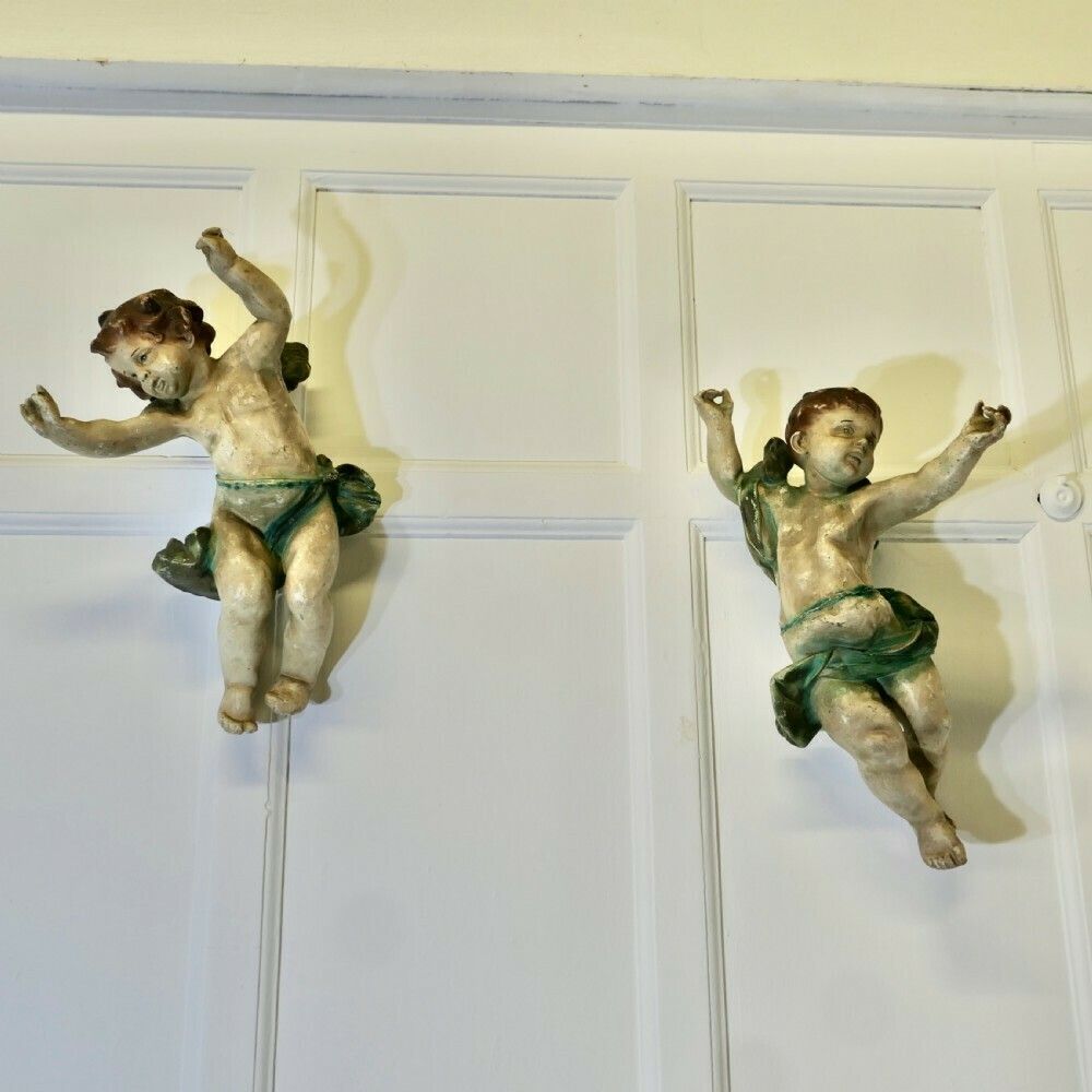 A Pair Of 19th Century Italian Putti Signed A photo vintage