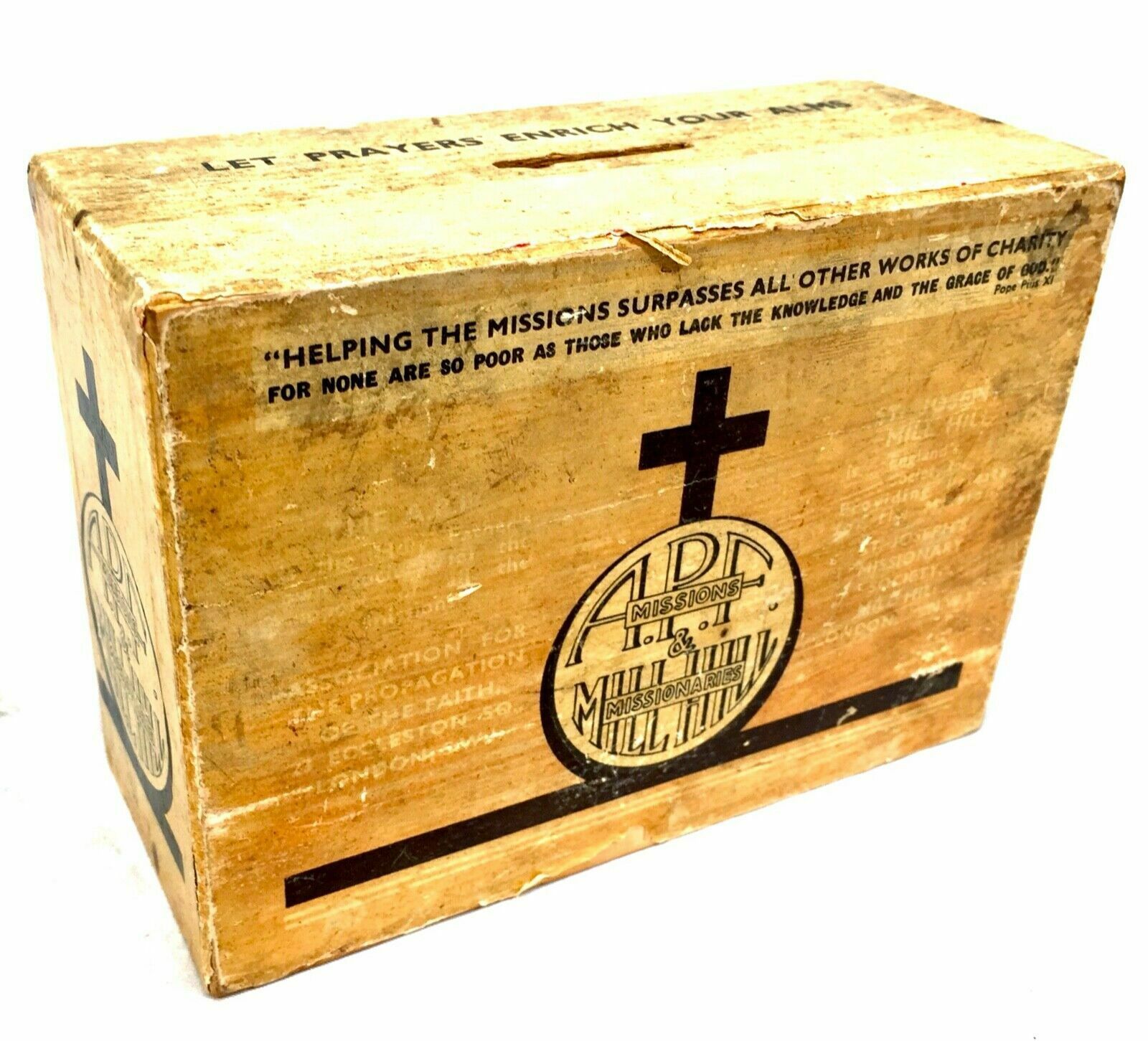 Antique Wooden Apf Church Missionary Society Box / Collection / Offering C.1900 photo furniture