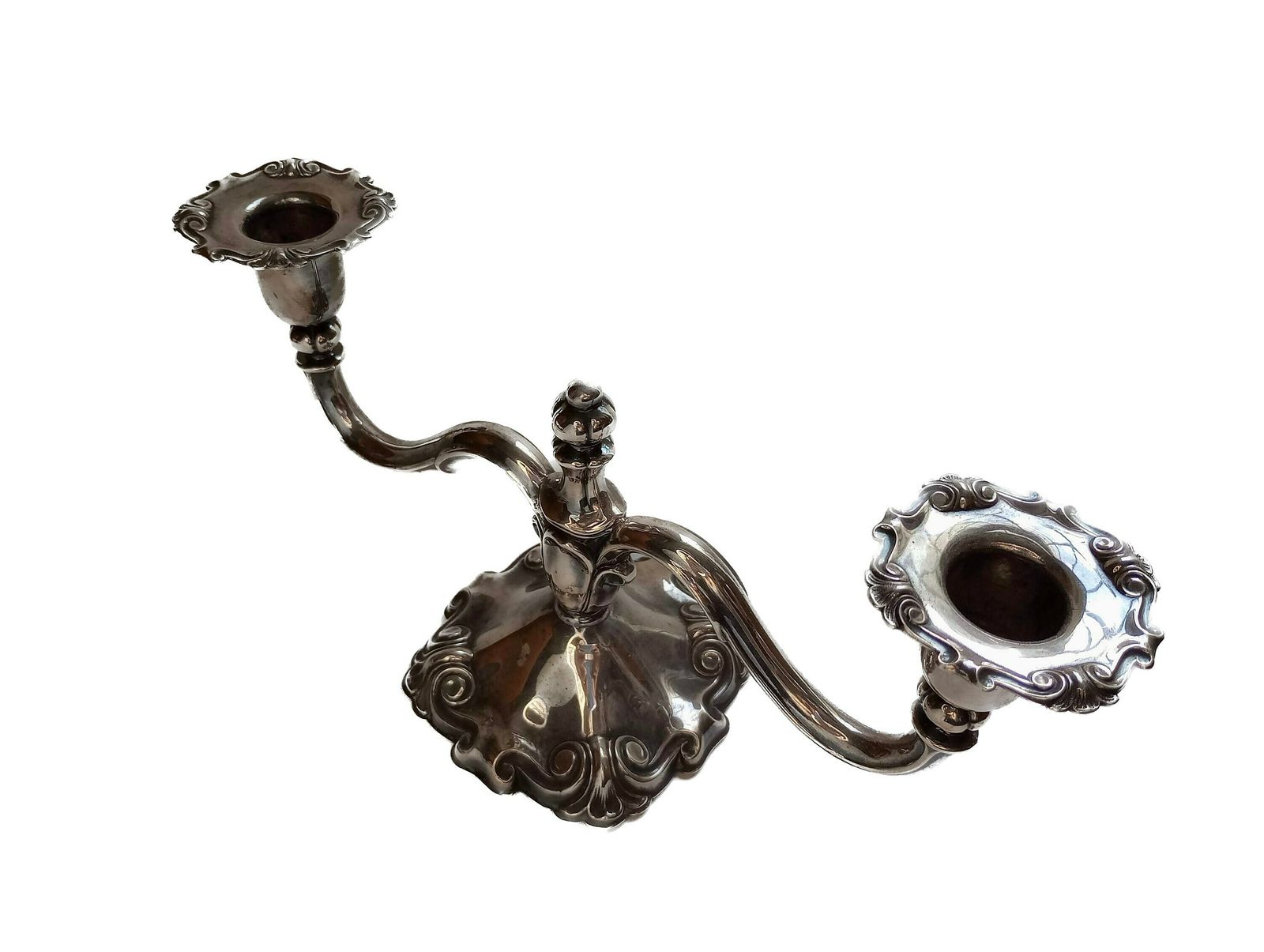 Beautiful Antique Edwardian Silver Plate Two Arm Candelabra photo furniture