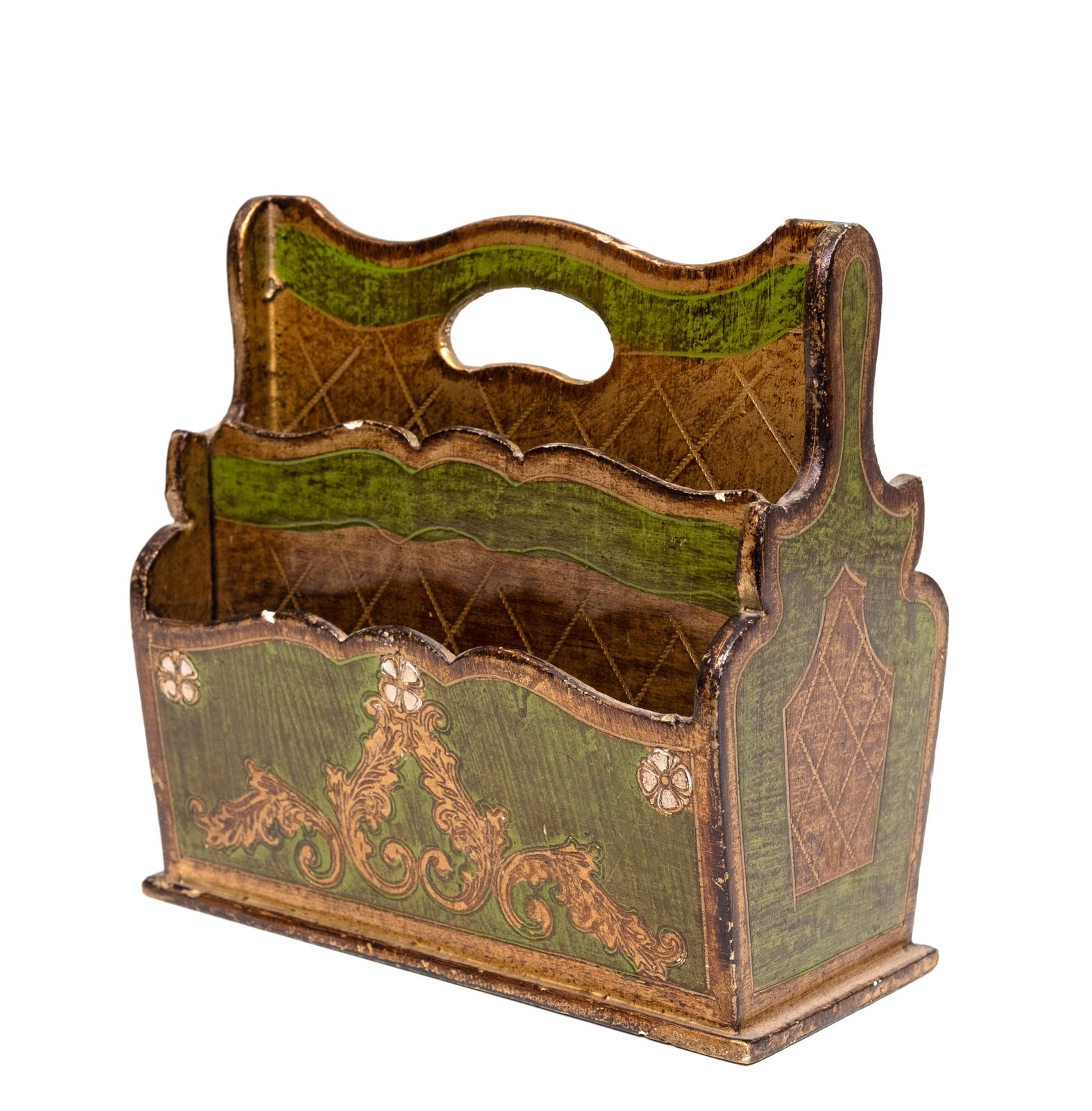 Set Van 3 Florentijnse Accessoires: Krantenrek, Brievenhouder En Papiermand, Jaren 1960, Italië photo vintage