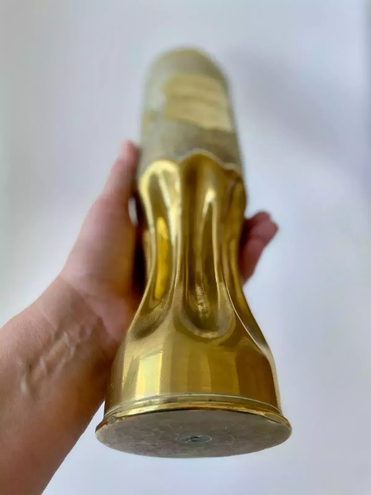 photo buy A Pair Of Brass Trench Art Vases With Vine Pattern "Souvenir De Vouziers 14 19"