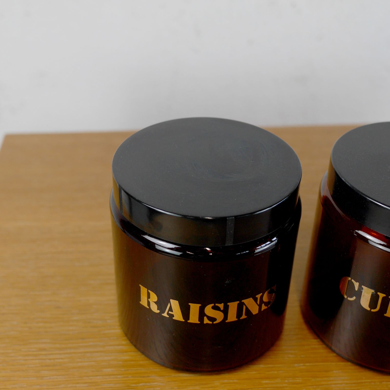 Home Decor Set 3 Mid Century Brown Glass Storage Container Jar Currant photo