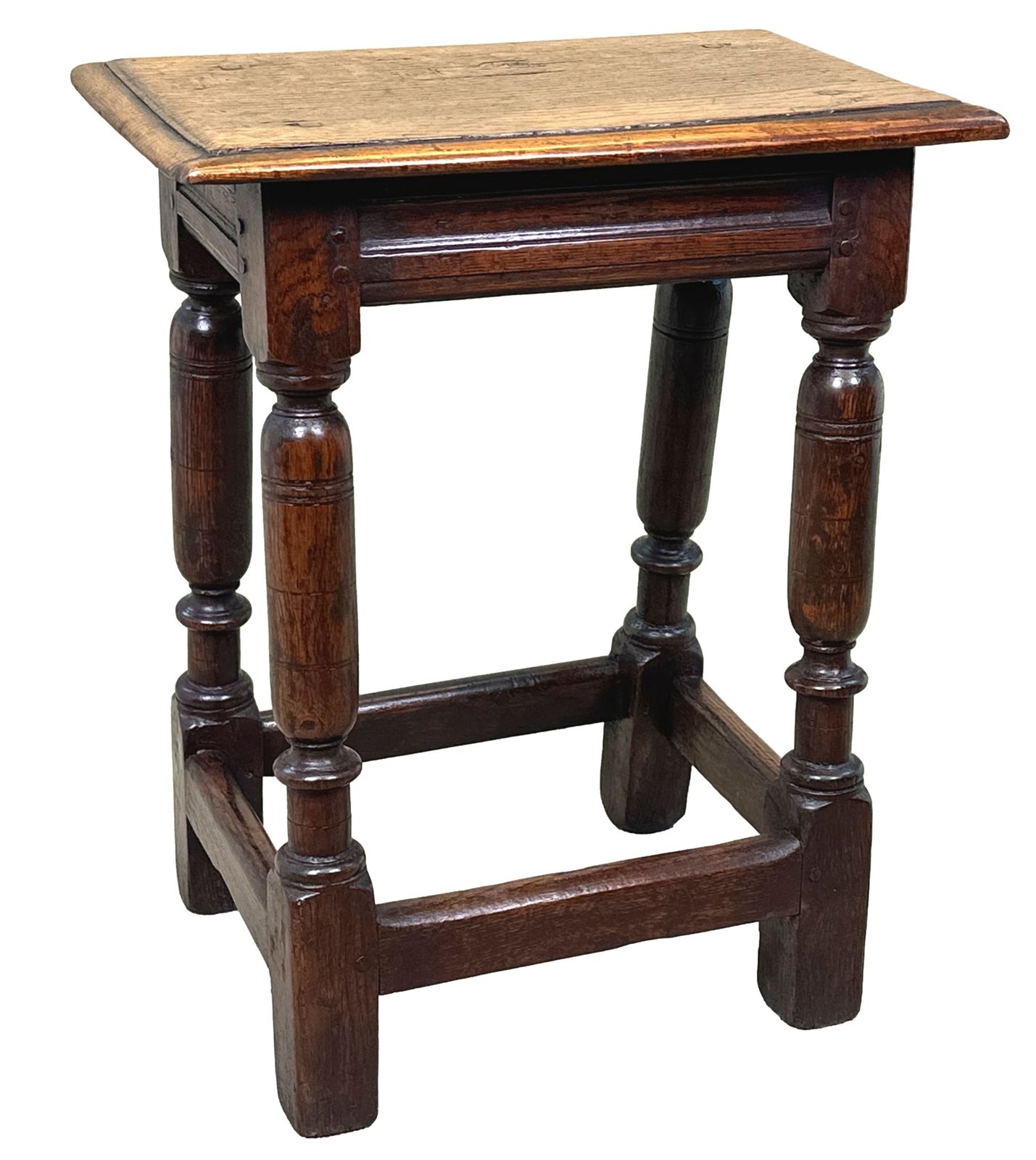 17th Century Rectangular Oak Joint Stool (England, Circa 1660) photo vintage