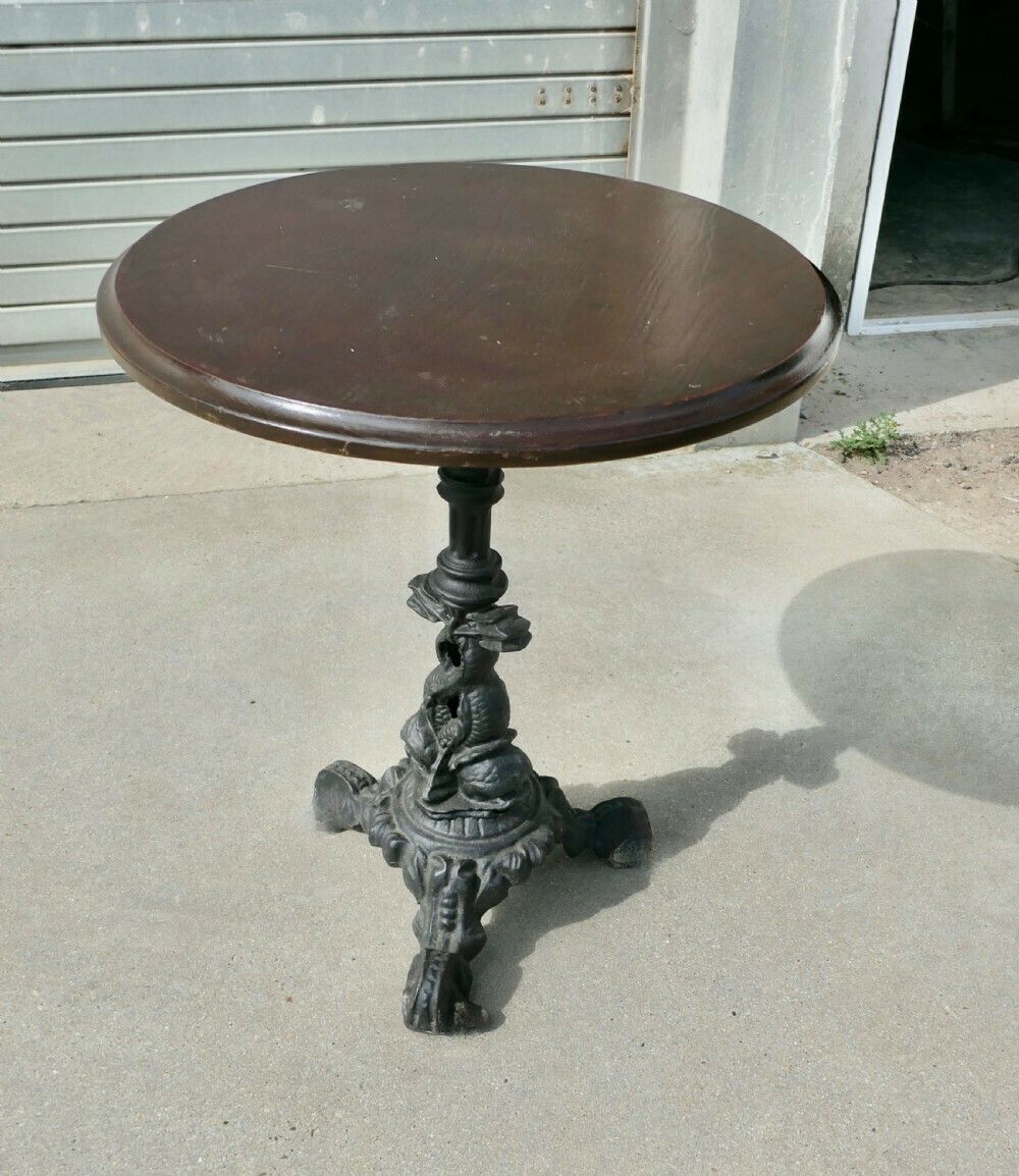 Cast Iron And Oak Pub Table, Garden Table, 1 Of 3 photo furniture