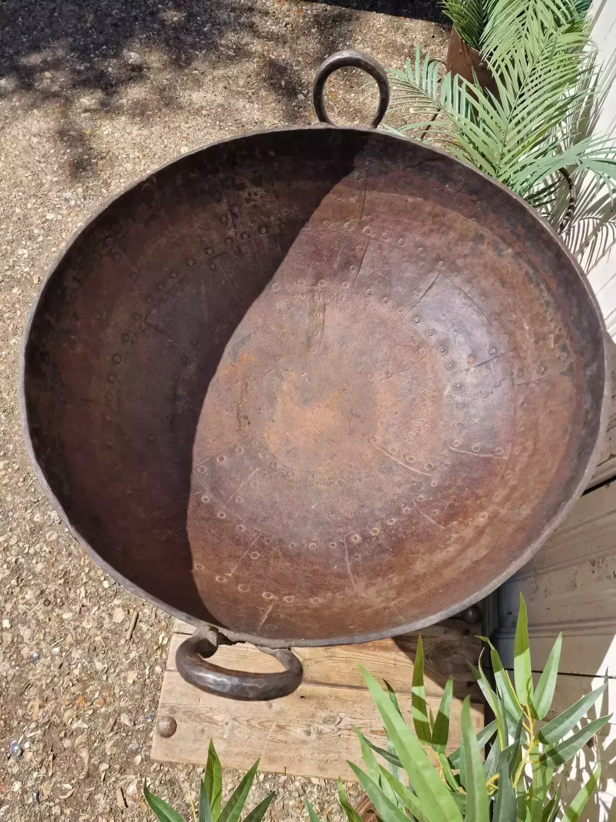 Large Antique Original Indian Kadai Fire Pit Bbq Drinks Ice Cooler Planter photo vinterior