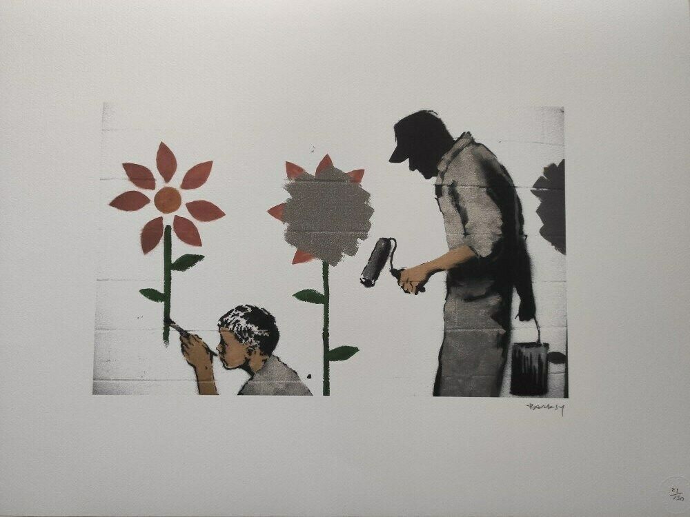 Banksy Signed   Flowers   Certificate (Banksy Art, Banksy Wall Art, Banksy Gift, photo furniture
