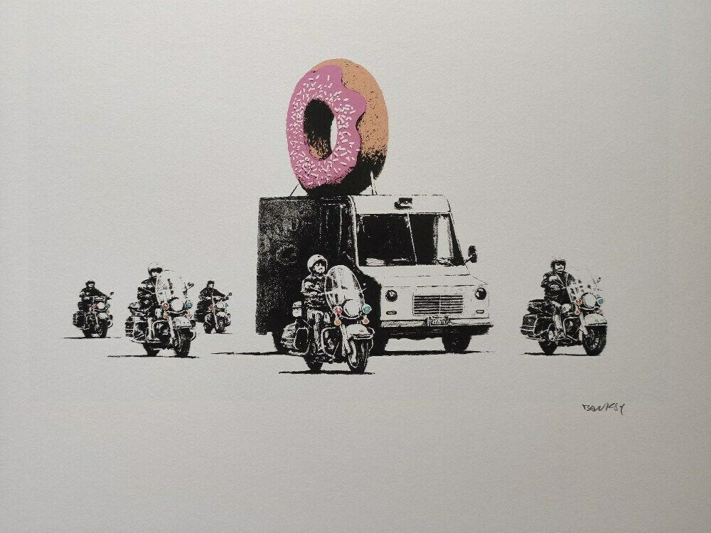 Banksy Signed   Donut   Certificate (Banksy Donut Print, Banksy Wall Art, Banksy photo furniture