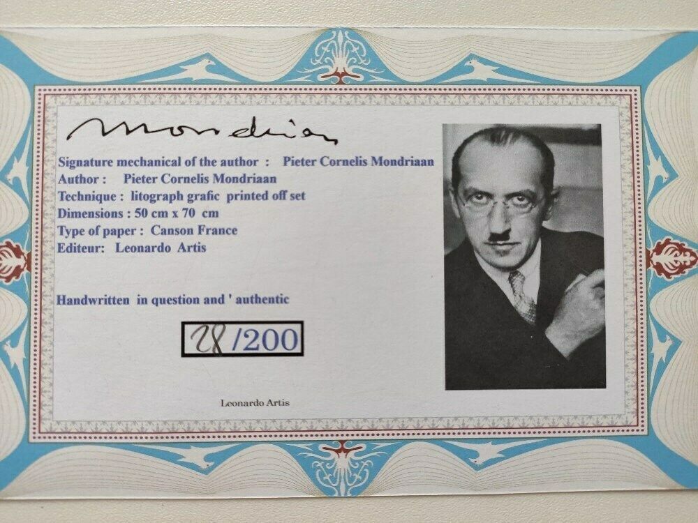 Piet Mondrian Signed   Composition With Red   Limited Edition With A Certificate photo furniture