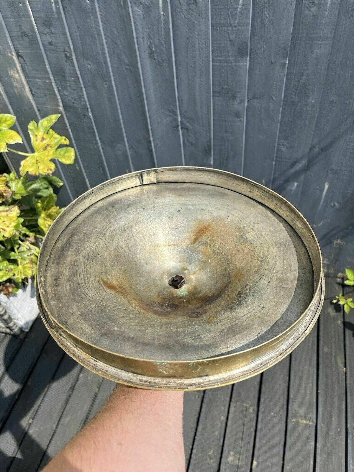 photo furniture Large Antique 30's Art Deco Brass Lidded Coal Log Box Storage Bucket Bin Vintage