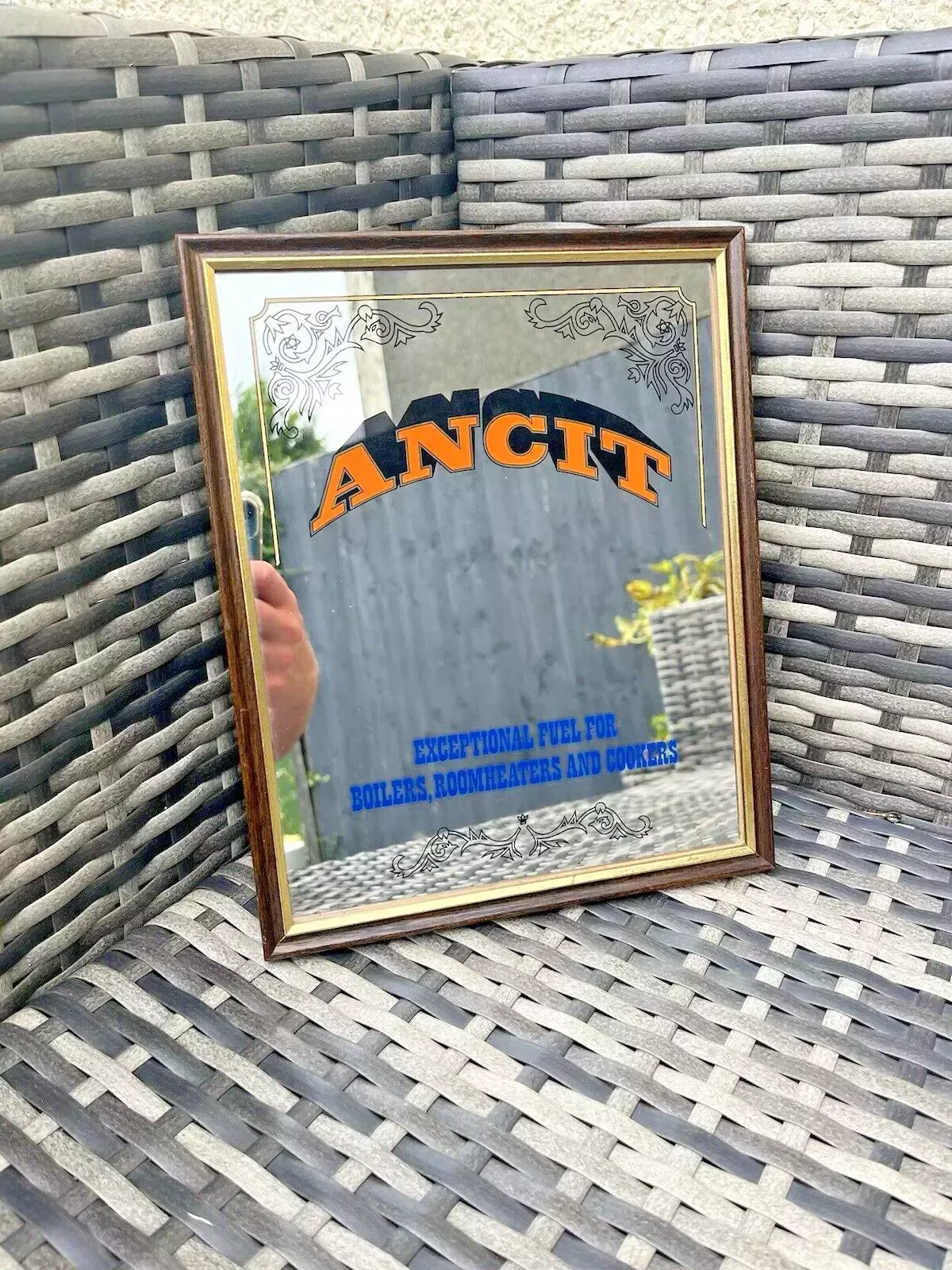 Vintage Ancit Coal Fuel Colliery Advertising Shop Picture Mirror Mining 50's 60s photo for sale