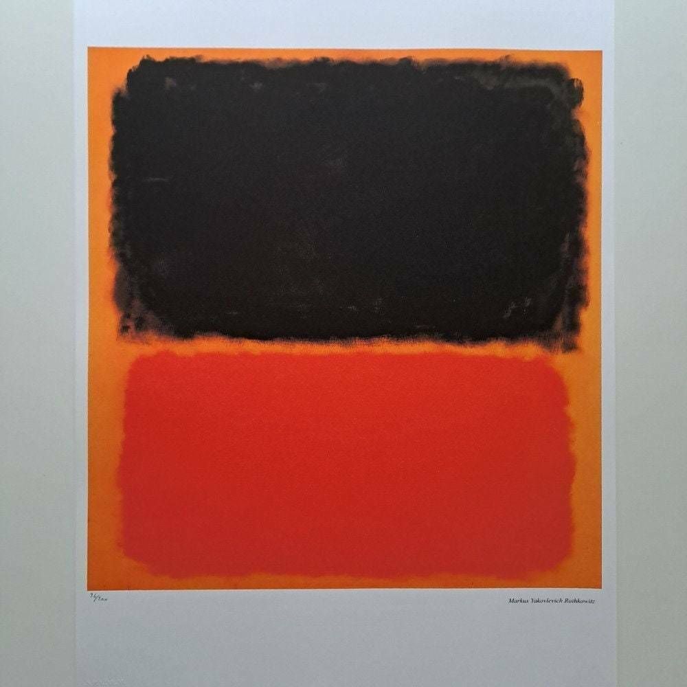 Mark Rothko Lithograph   Black And Red Over Orange   Certificate Spadem Paris photo furniture