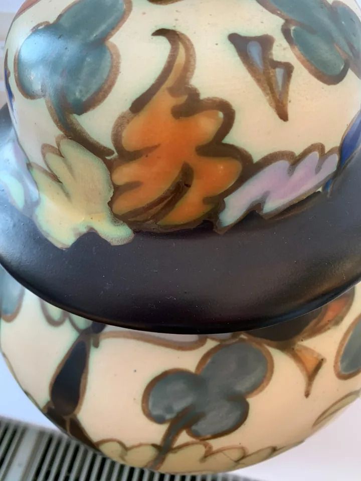 Art Deco Antoine Dubois Belgium Signed Lidded Urn Vase 42cm photo for sale