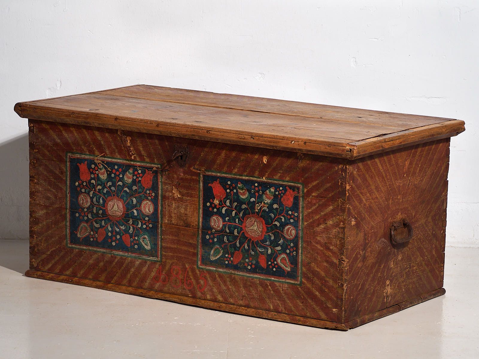 Antique Storage Trunk With Floral Motifs (C.1865) #14 photo 2519.0