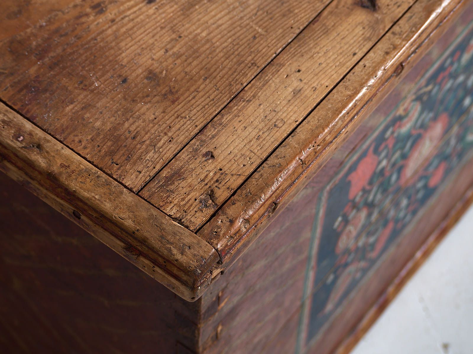 Antique Storage Trunk With Floral Motifs (C.1865) #14 photo vintage
