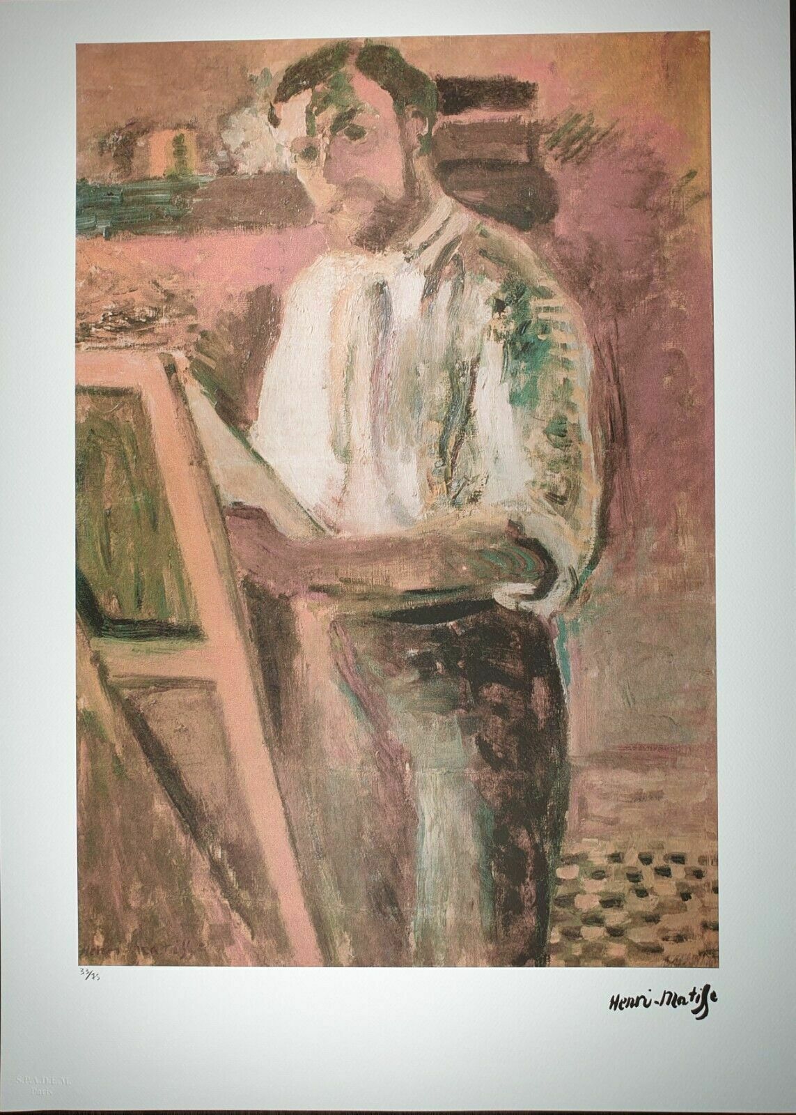 Henri Matisse, Self Portrait In Shirtsleeves, Plate Signed Lithograph photo Art