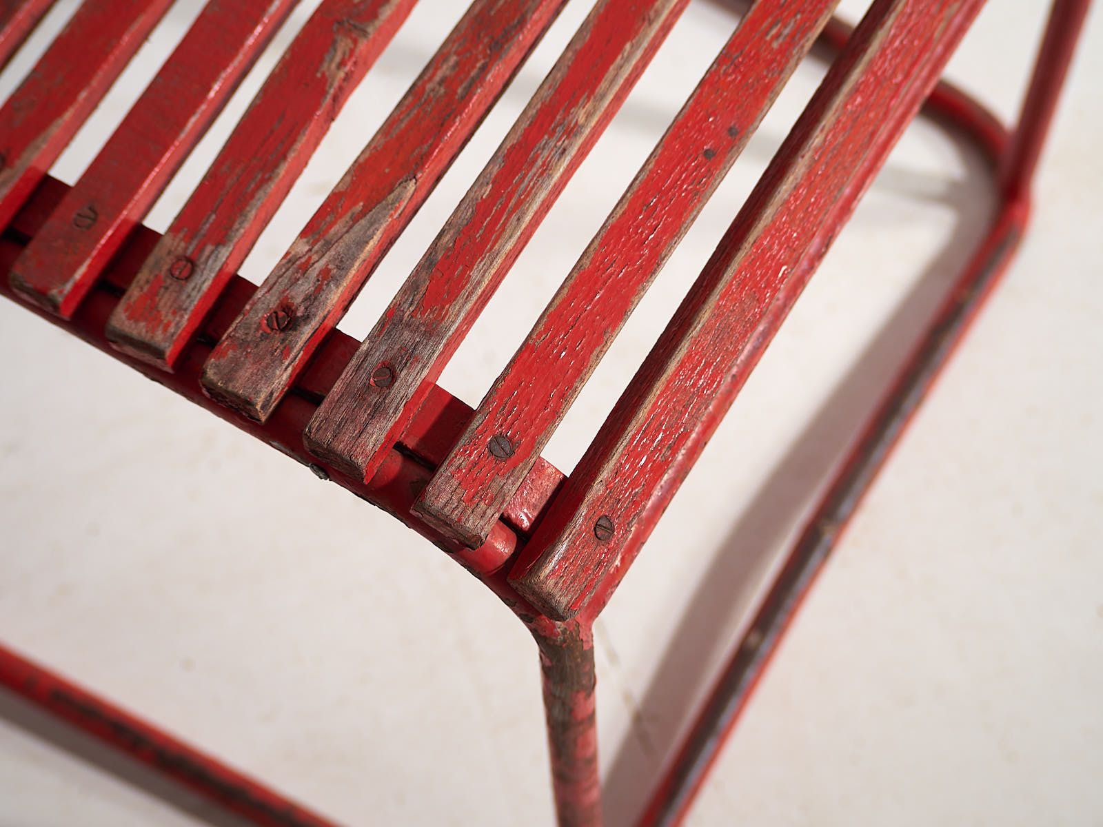 photo for sale Antique Red Garden Chairs (C.1920). Set Of 4 Pieces