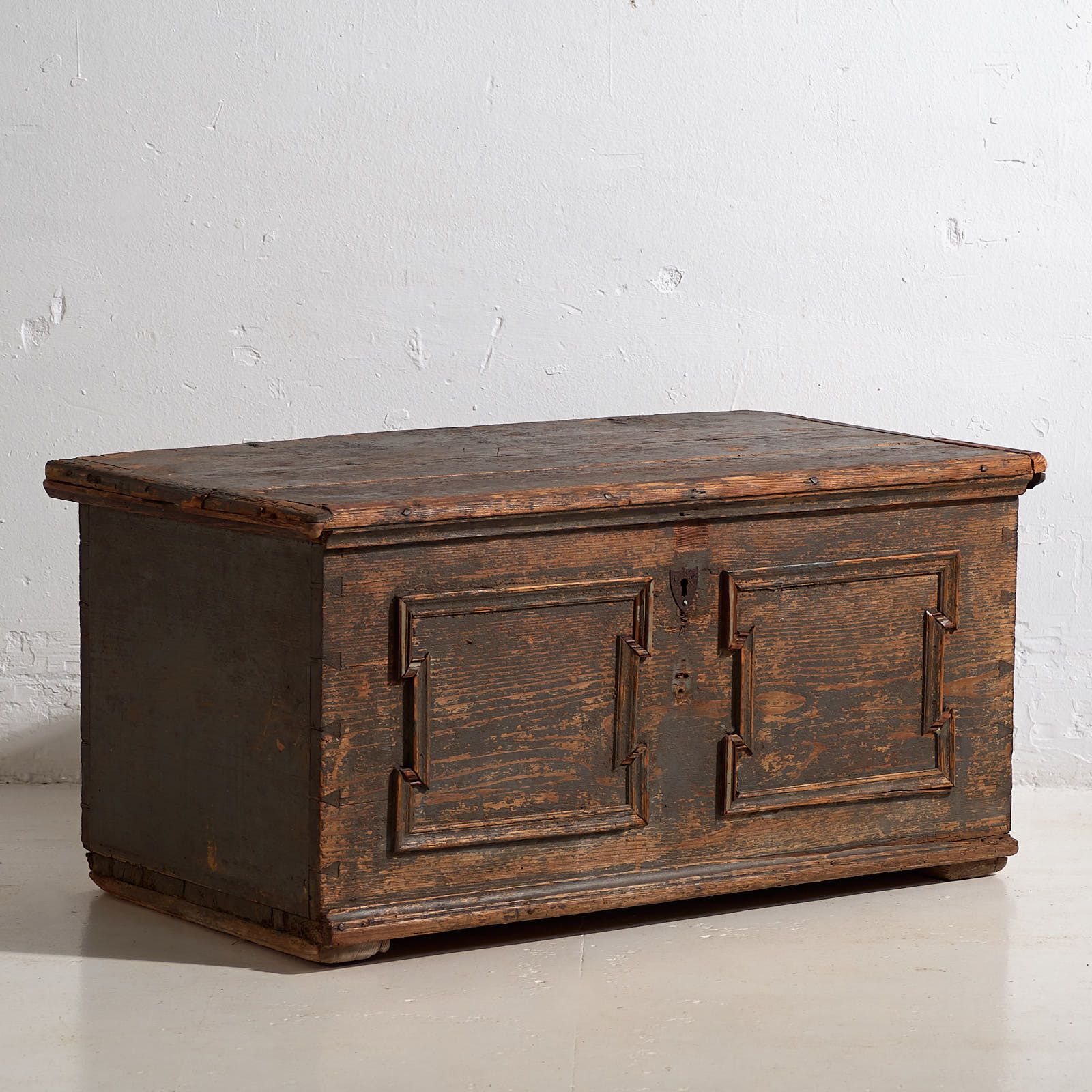 Antique Trunk With Pearl Gray Patina (C.1900) #28