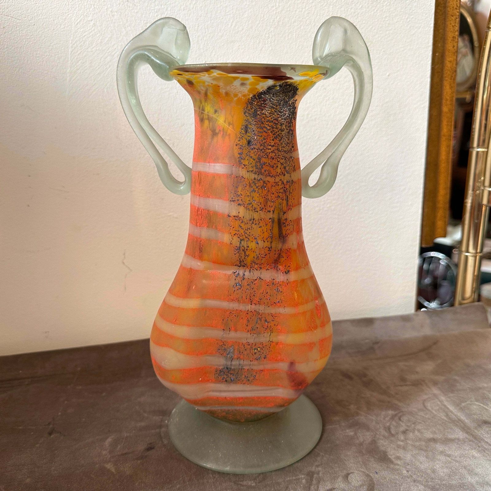 1980s Art Nouveau Style Murano Glass Amphora Vase photo furniture