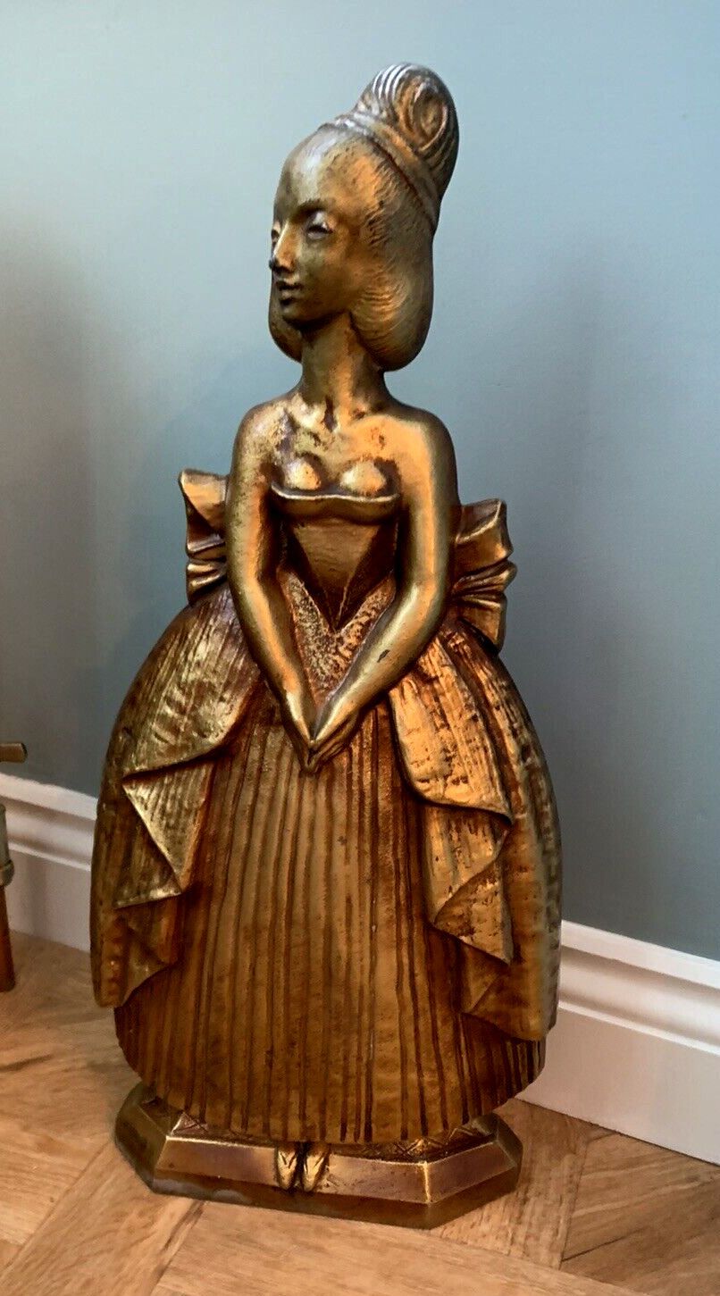 Antique Large Arts & Crafts Stunning Detail Fireside Companion Woman By Birmingham Guild Of Handicrafts & Crafts