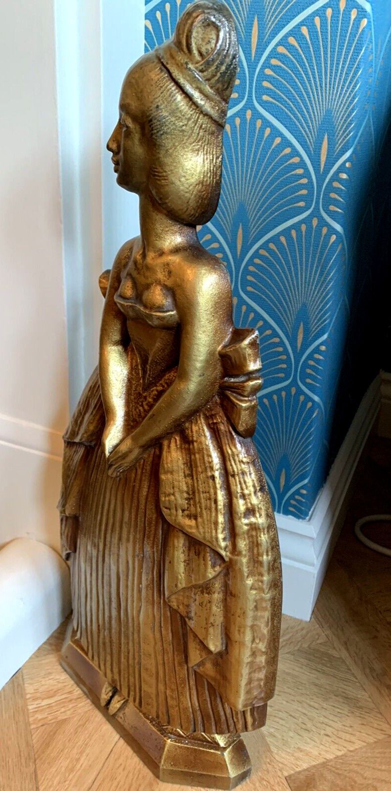 Antique Large Arts & Crafts Stunning Detail Fireside Companion Woman By Birmingham Guild Of Handicrafts & Crafts photo vinterior