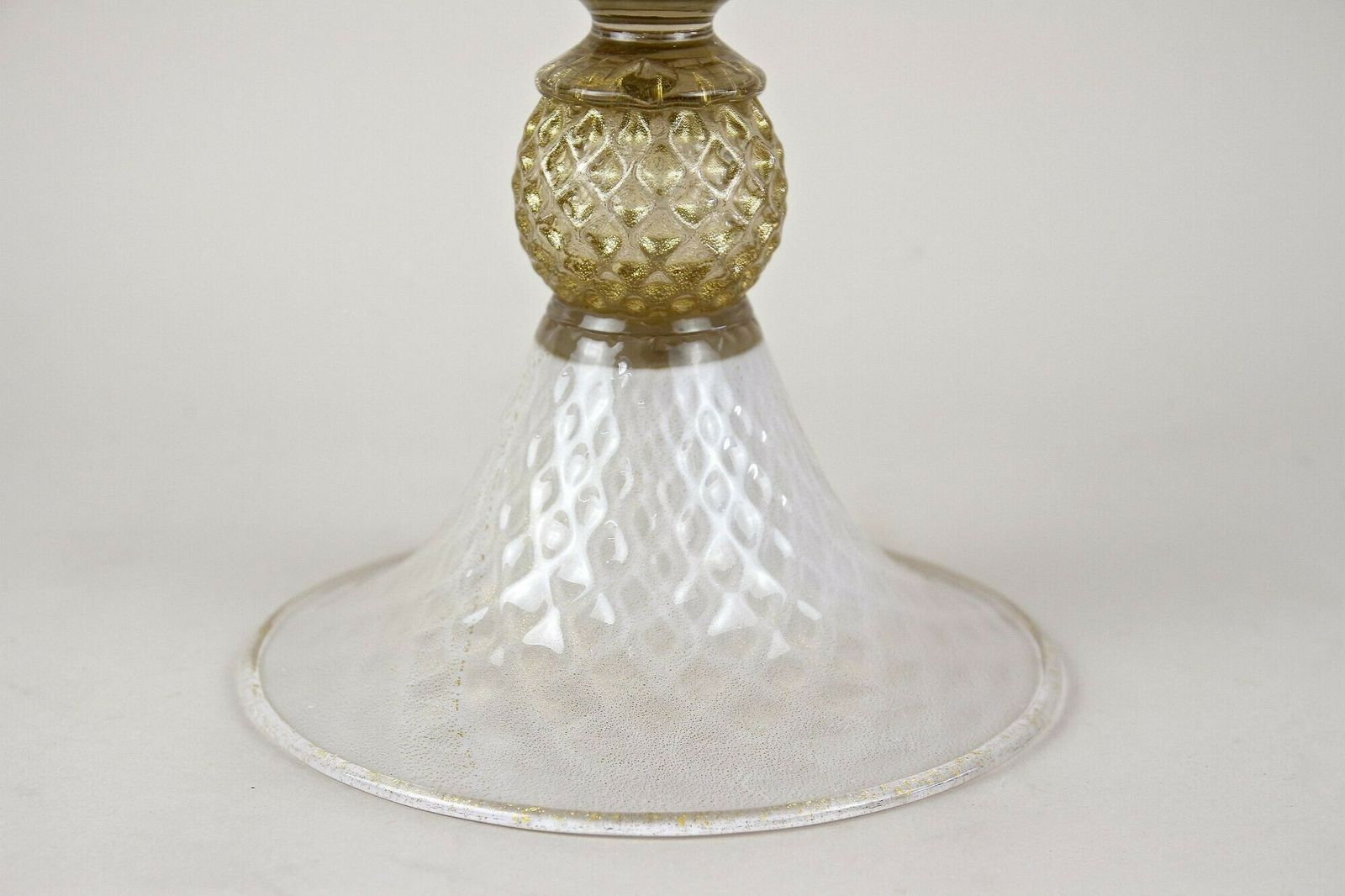 Beige/ Golden Murano Glass Urn Vase With 24 K Gold Flakes By Gabbiani, Italy photo for sale