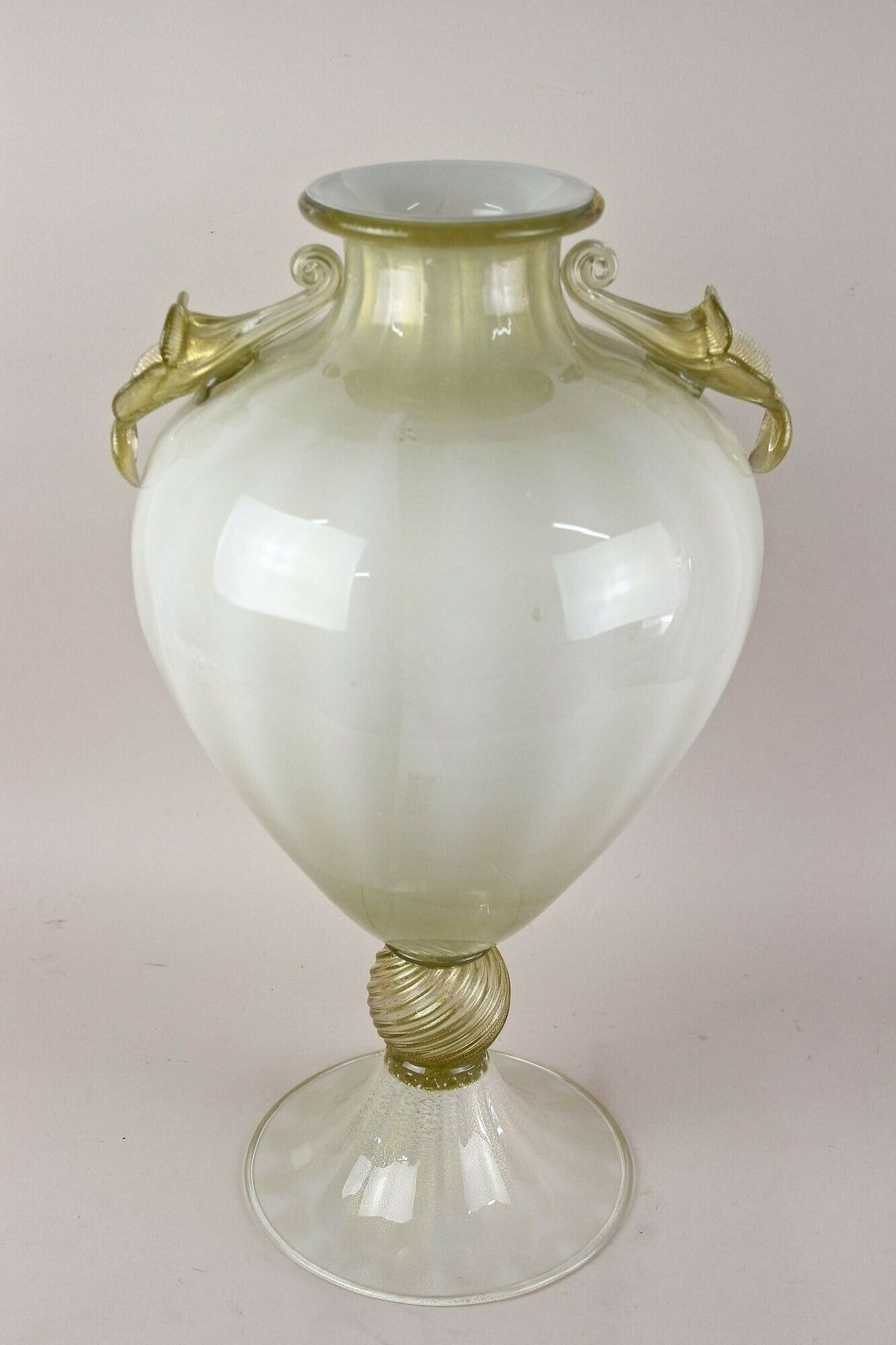 photo furniture 21th Century Golden/ Beige Murano Amphora Vase By Gabbiani Venezia, Italy