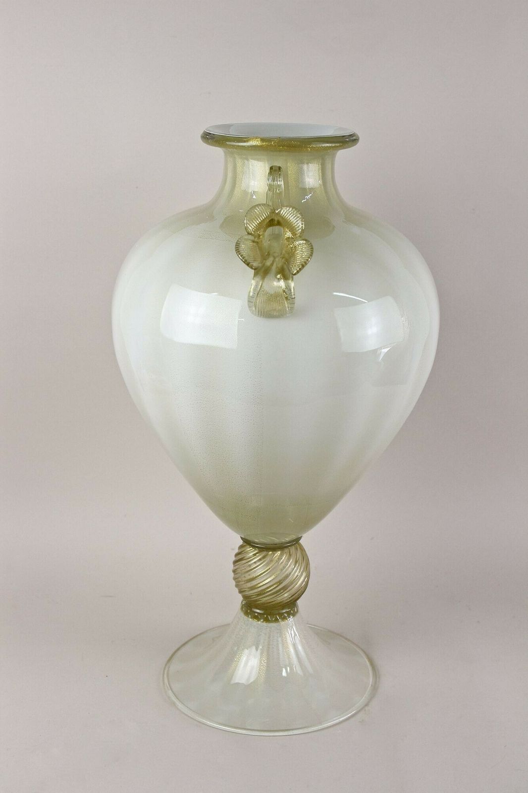 2450.0 21th Century Golden/ Beige Murano Amphora Vase By Gabbiani Venezia, Italy photo