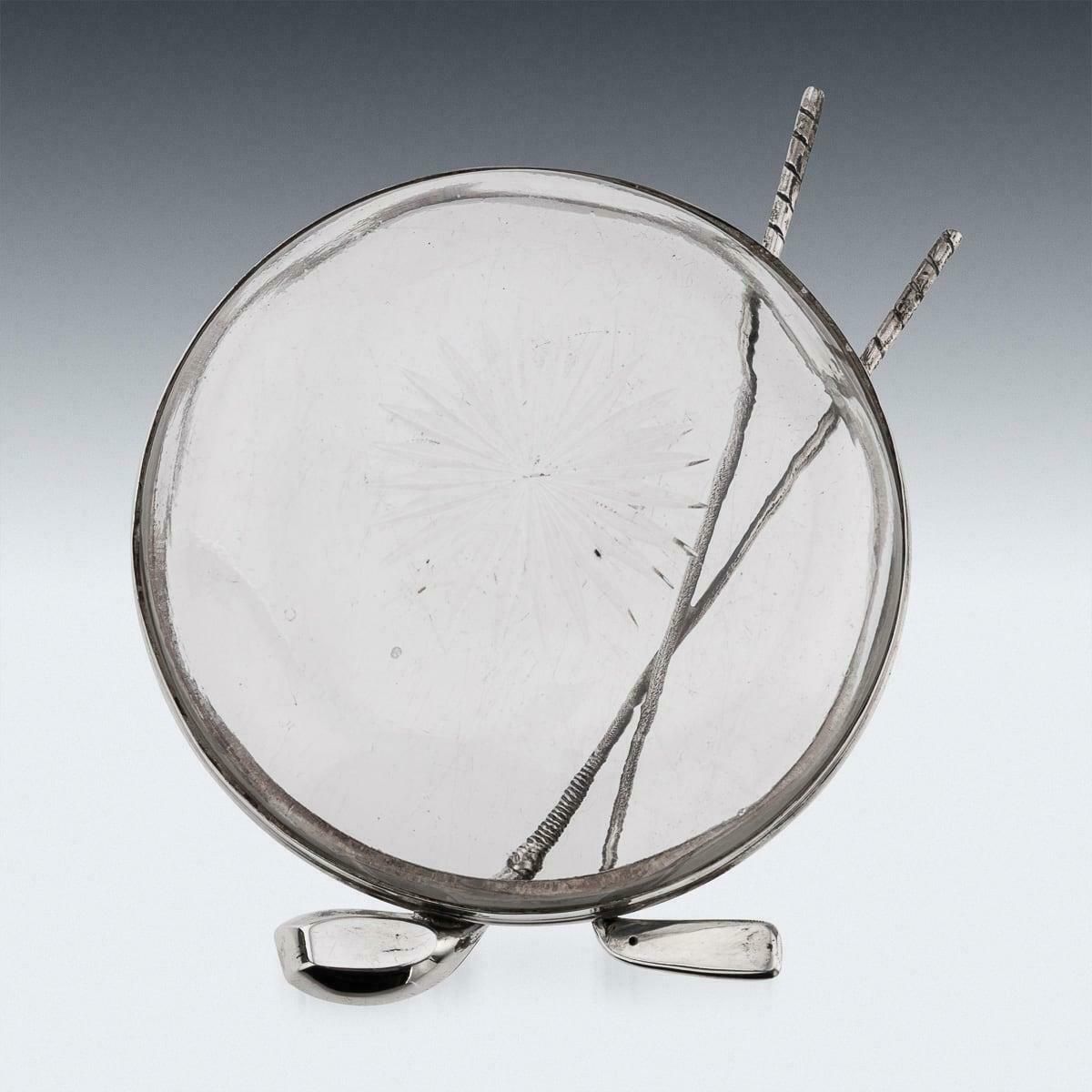 Antique 20th Century English Solid Silver & Cut Glass Golf Theme Ashtray C.1911 photo 895.0