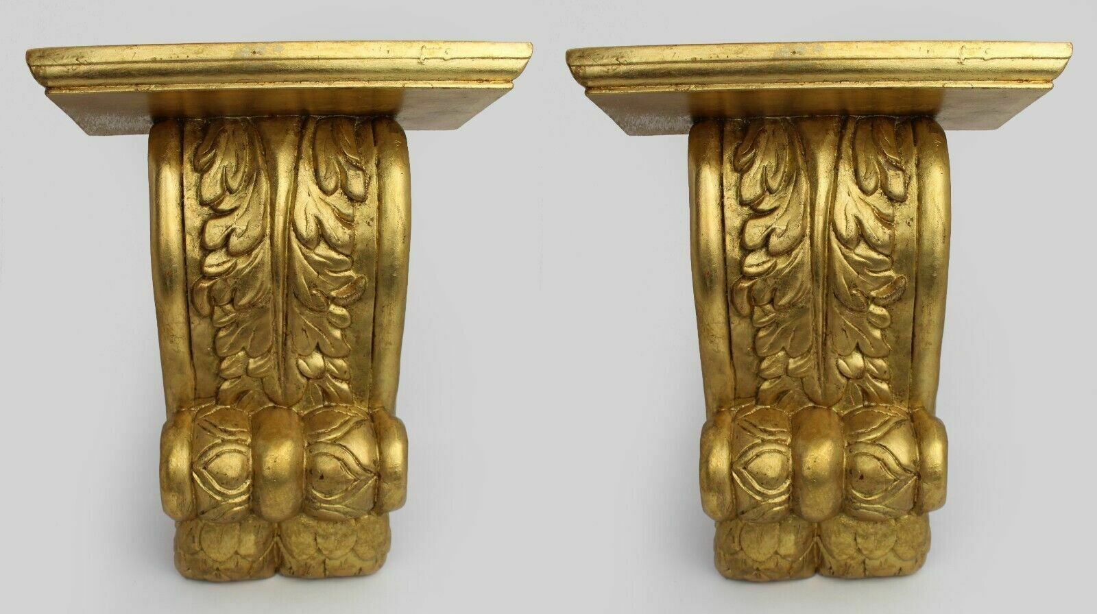 Pair Of Vintage Carved Giltwood Wall Brackets Corbels