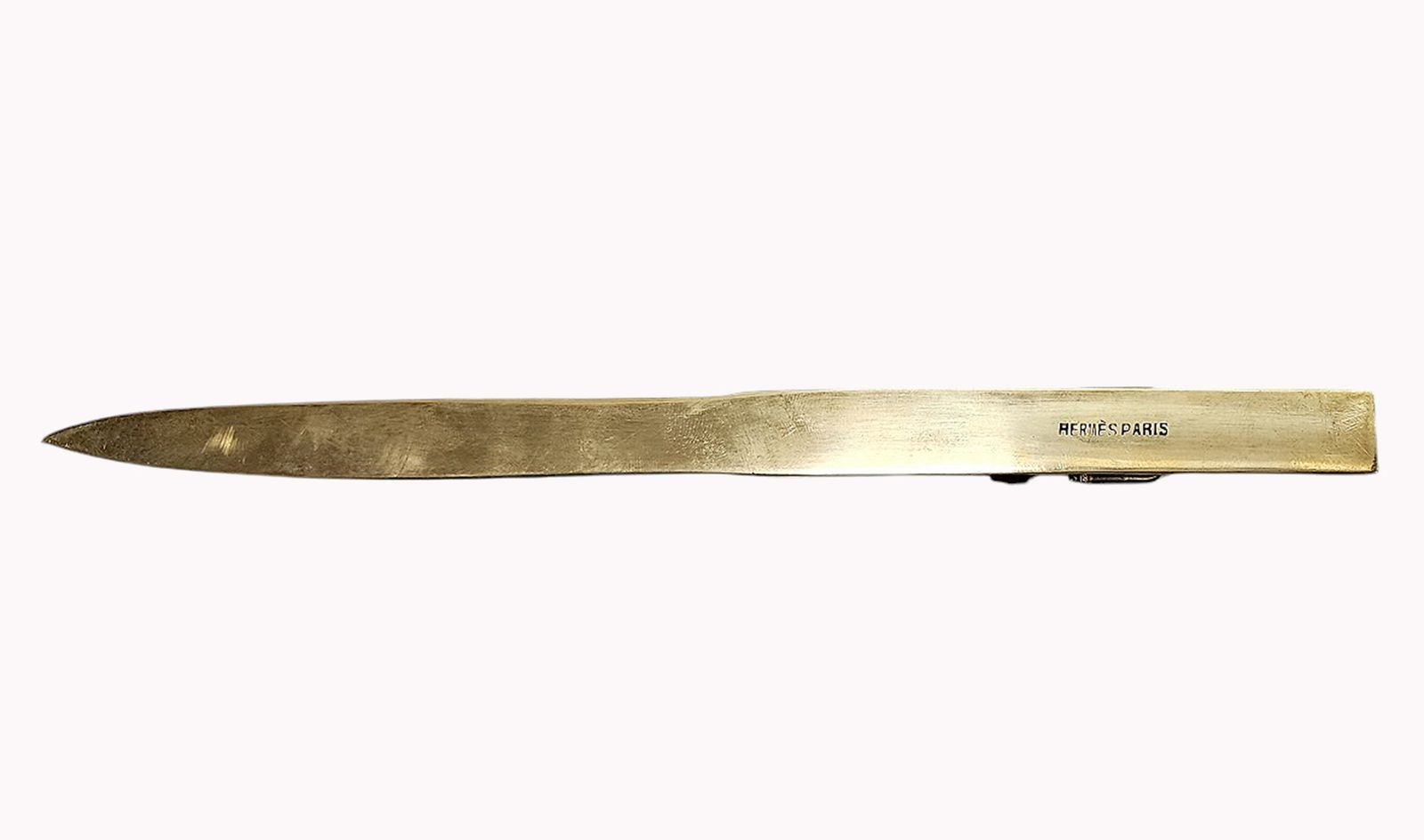 Mid 20h Century Golden Brass And Leather Letter Opener/Knife By The Luxury Design House Hermès Paris, France photo buy