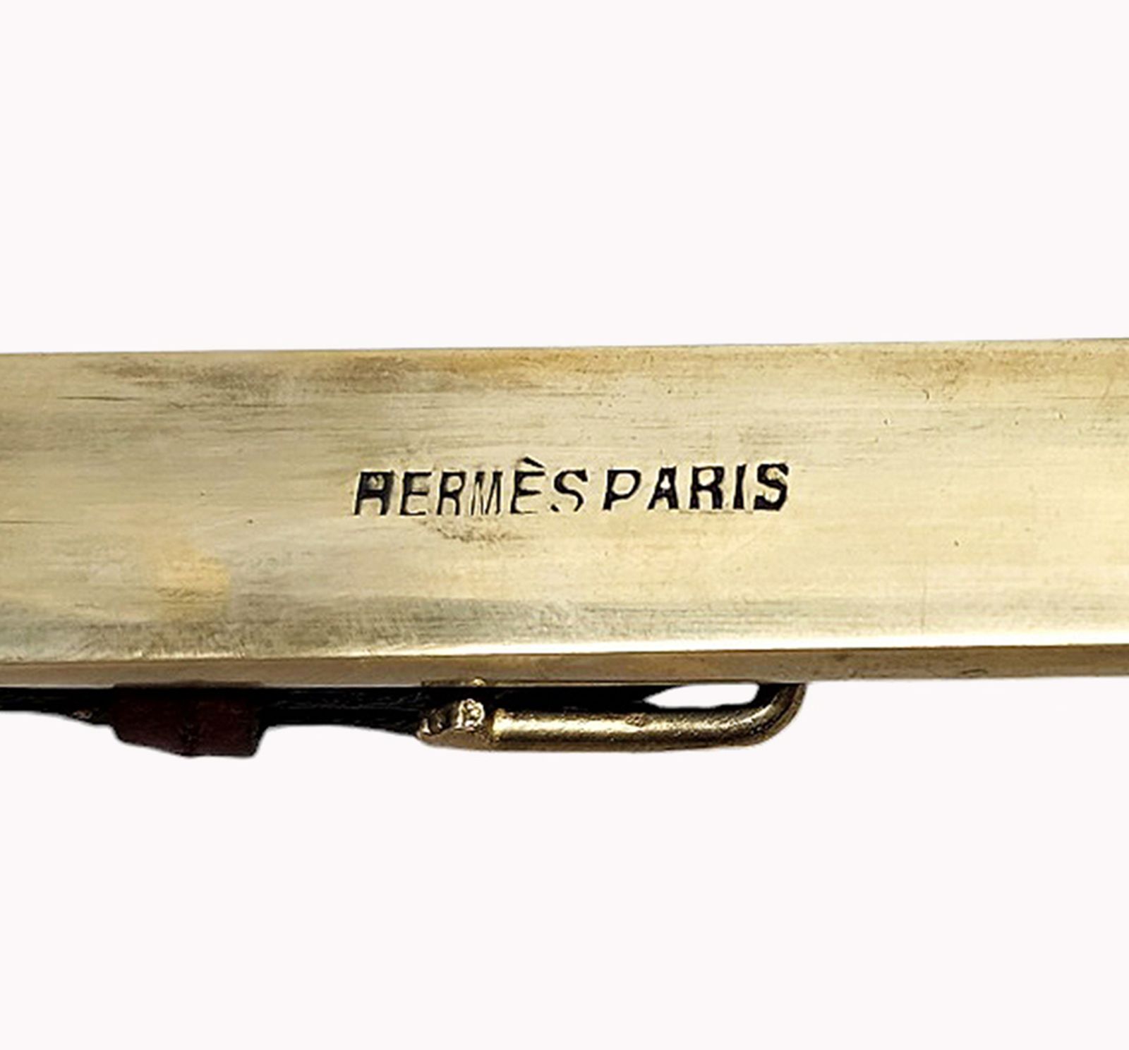 Mid 20h Century Golden Brass And Leather Letter Opener/Knife By The Luxury Design House Hermès Paris, France photo 1000.0