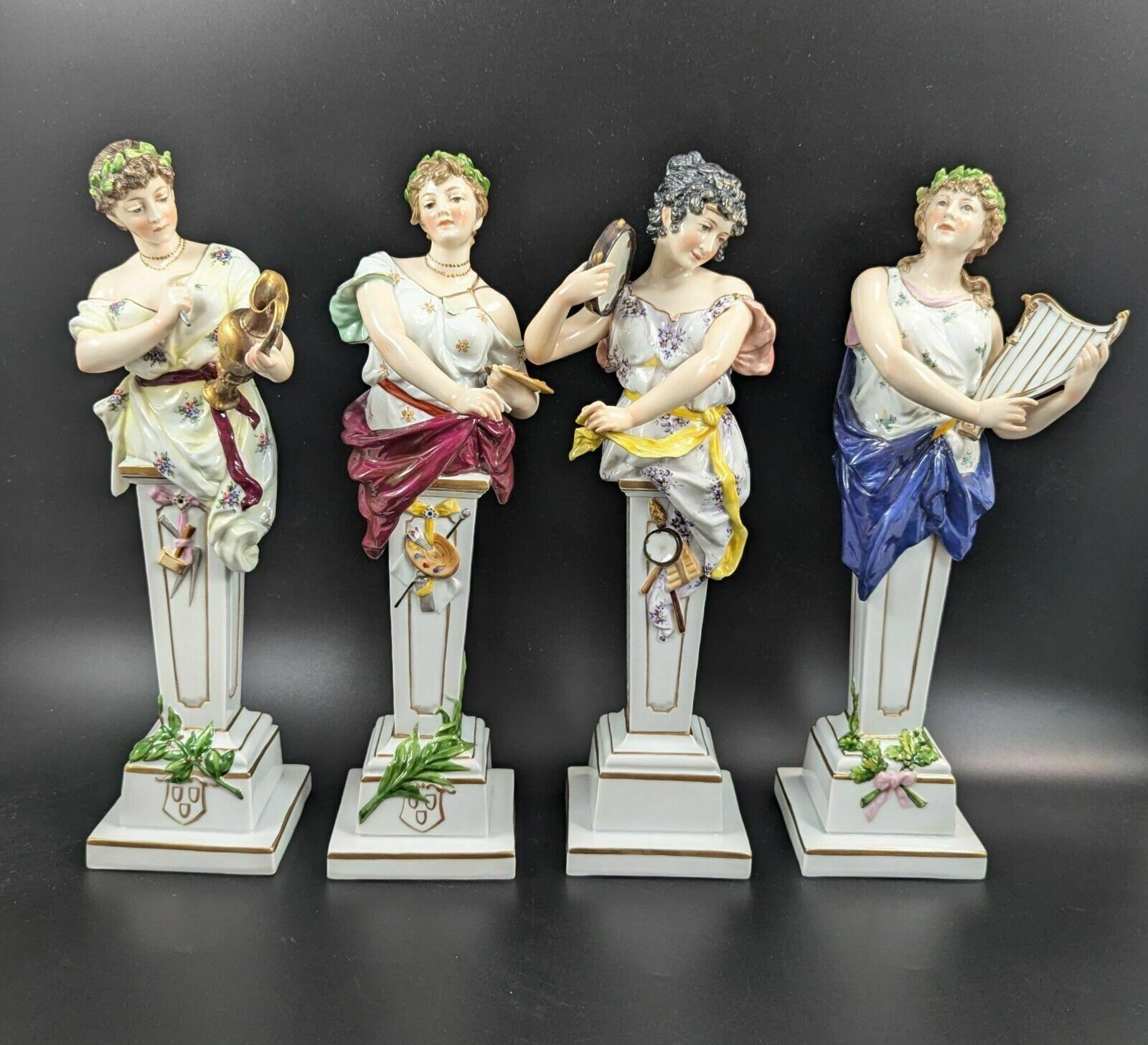 Porcelain Figurines ‘Allegory Of Art’ By Achille Mollica, 19th Century