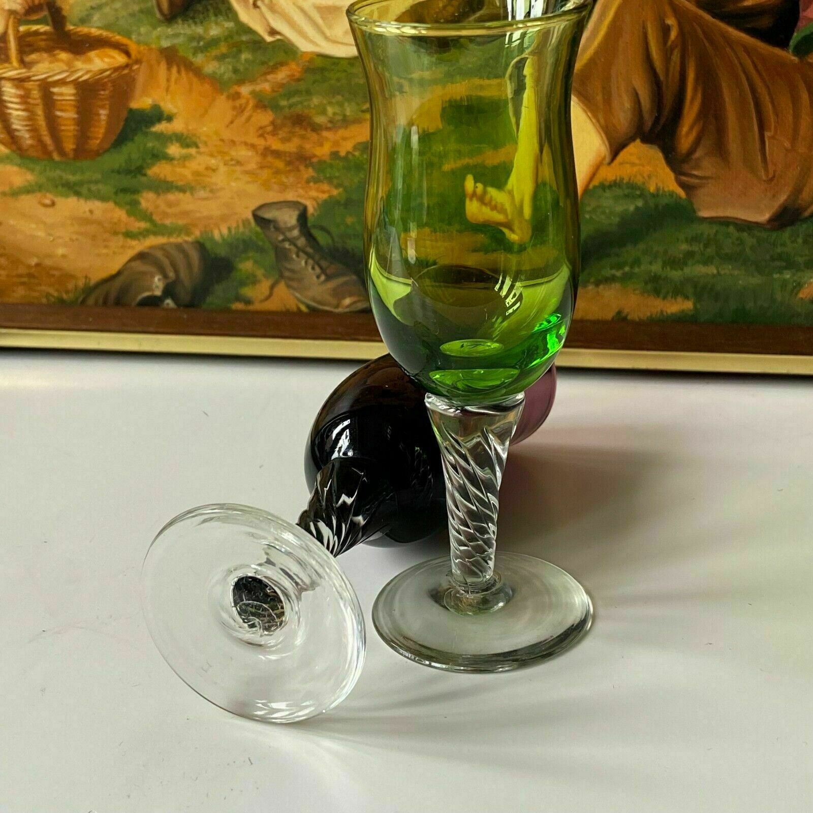 A Pair Murano Tined Glass Flutes Coloured Glass Goblets, Years 1960s photo buy