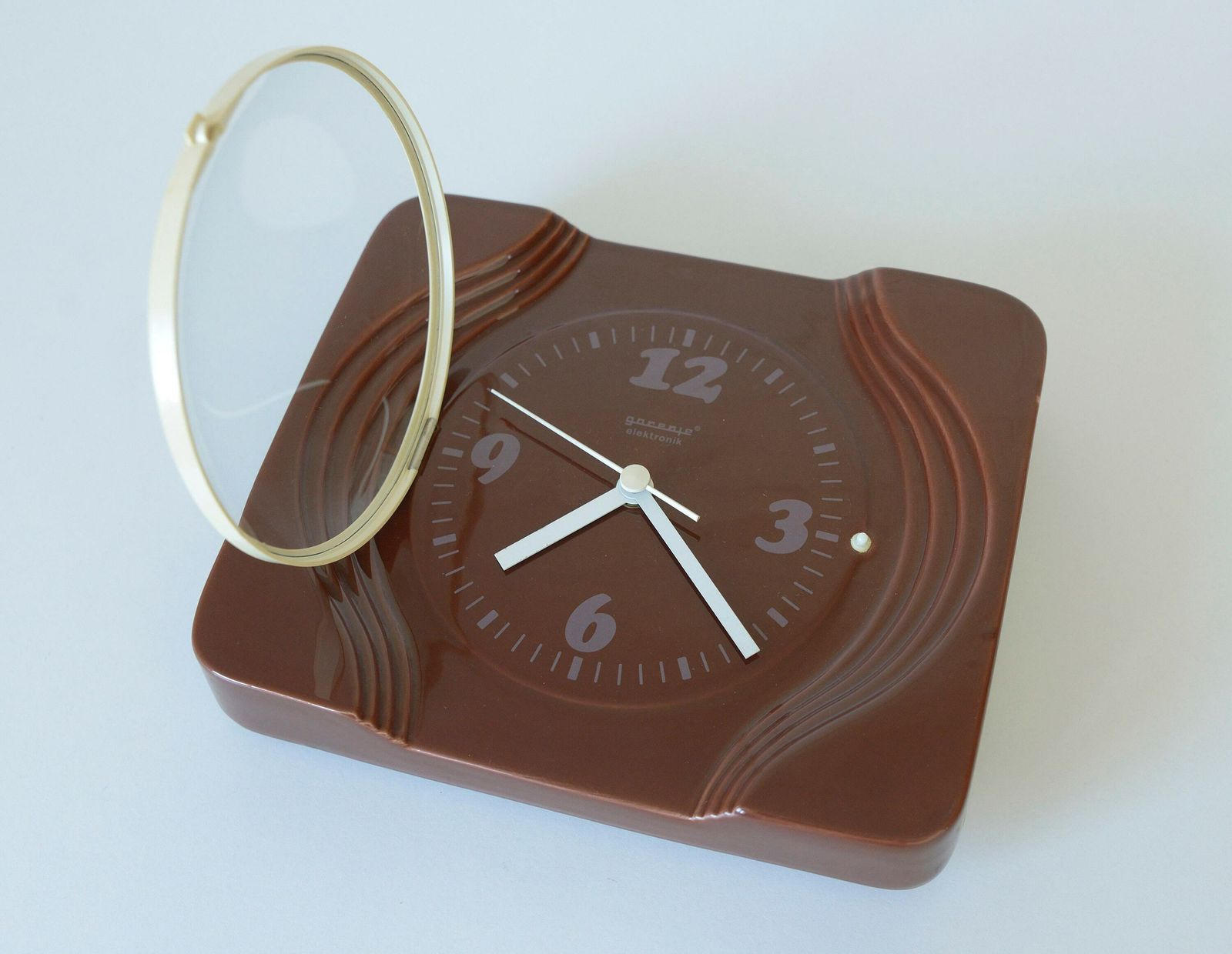 Ceramic Wall Clock / Vintage Rustic Clock / Mid Century / Yugoslavia 1970's / Retro Wall Decor / Gorenje Slovenia / Brown Electric Clock photo 147.0