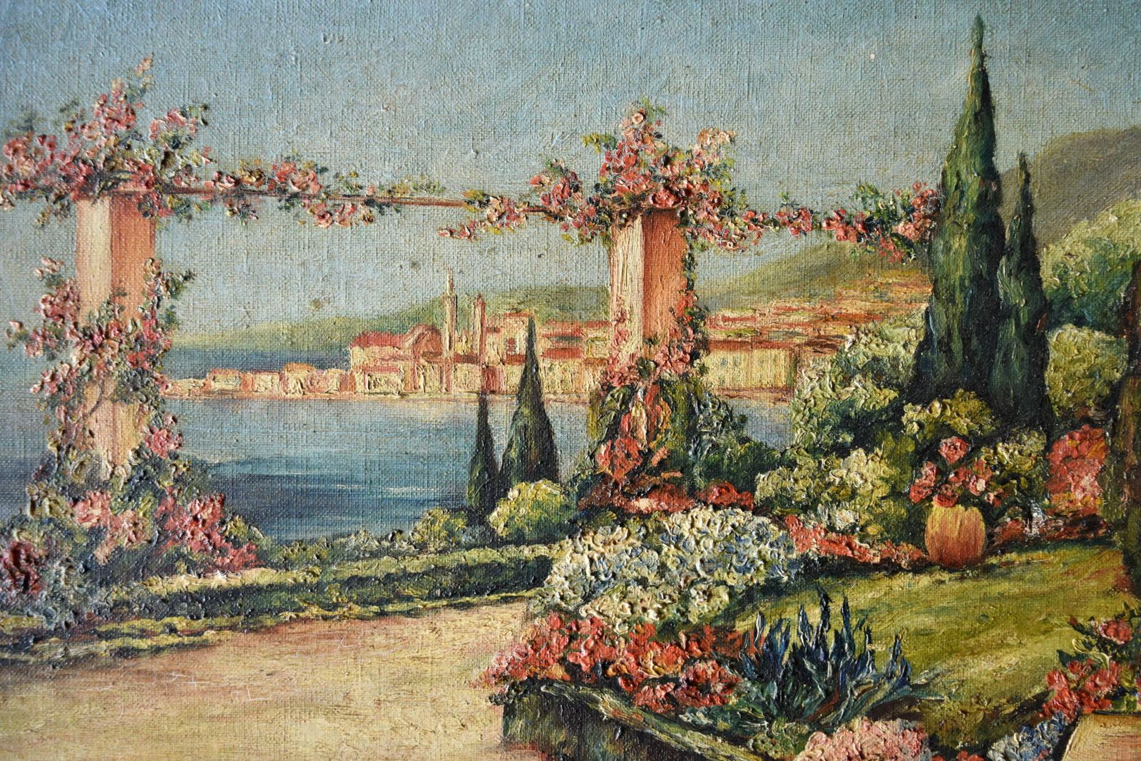 Pretty French Landscape Of A Mediterranean Scene. Circa 1920 photo Art