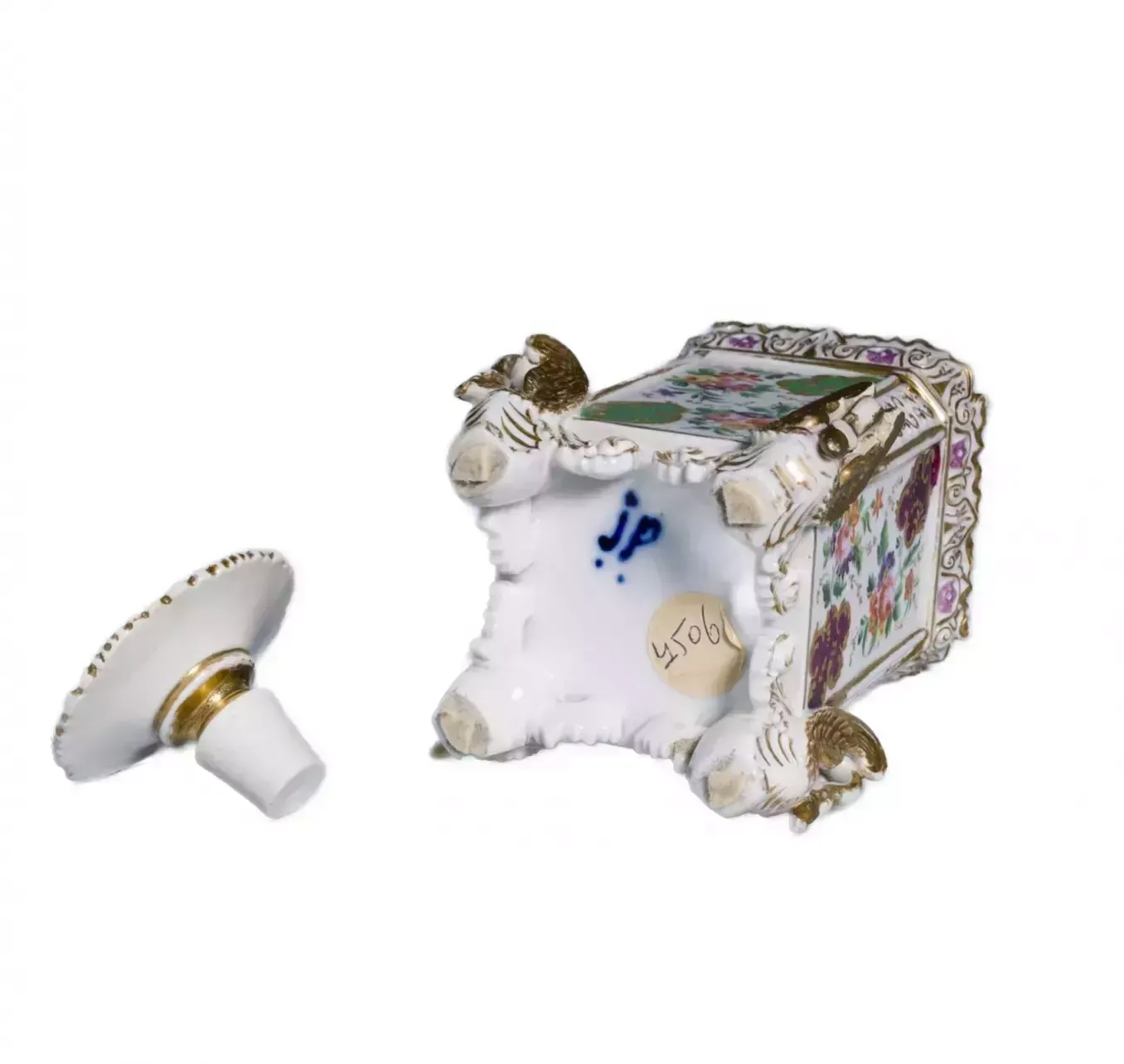 Perfume Bottle Made Of French Polychrome And Gilded Porcelain. Jacob Petit 19th Century photo for sale