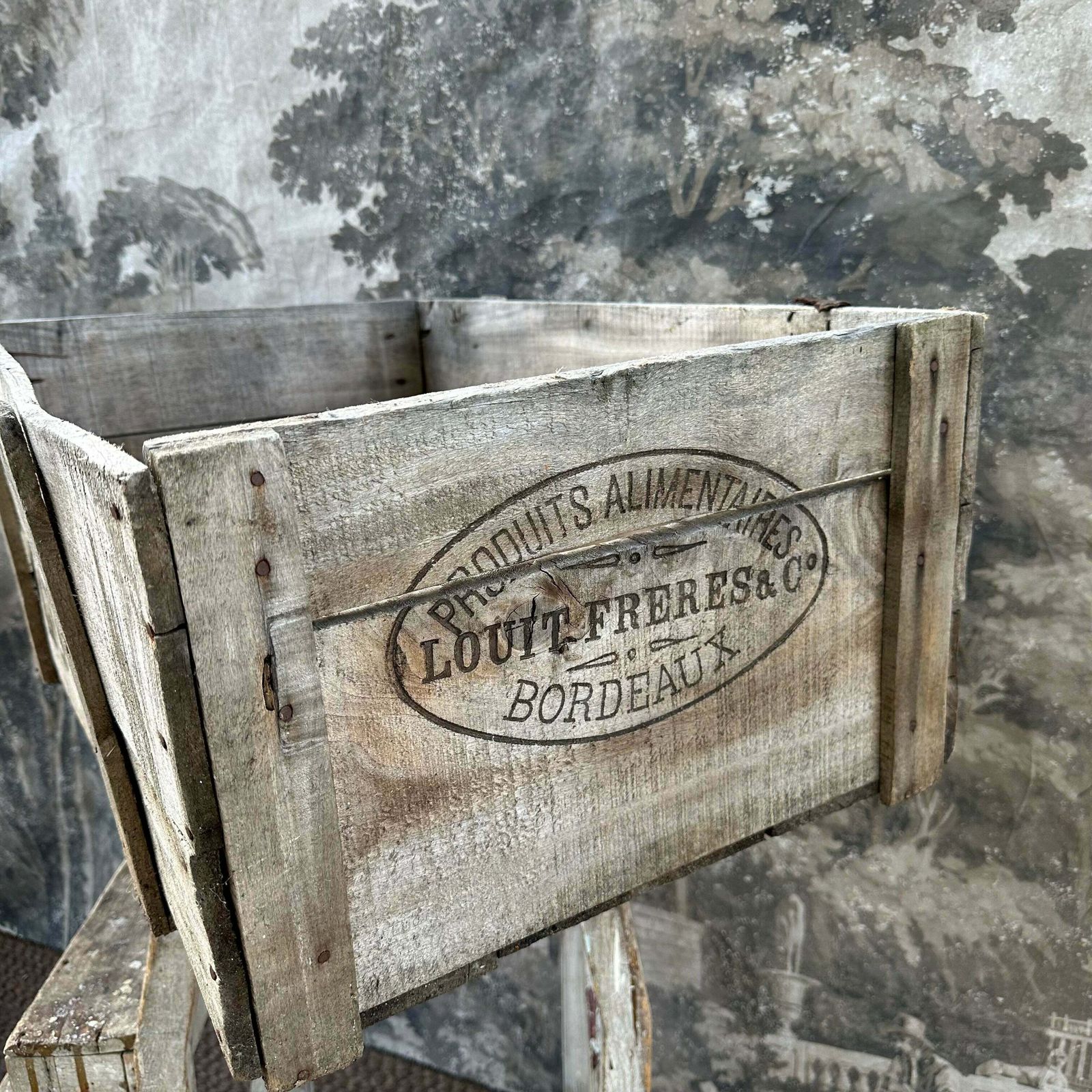 Rare “Louit Freres & Co   Bordeaux” Chocolat Louit Wooden Crate   French Antique photo for sale