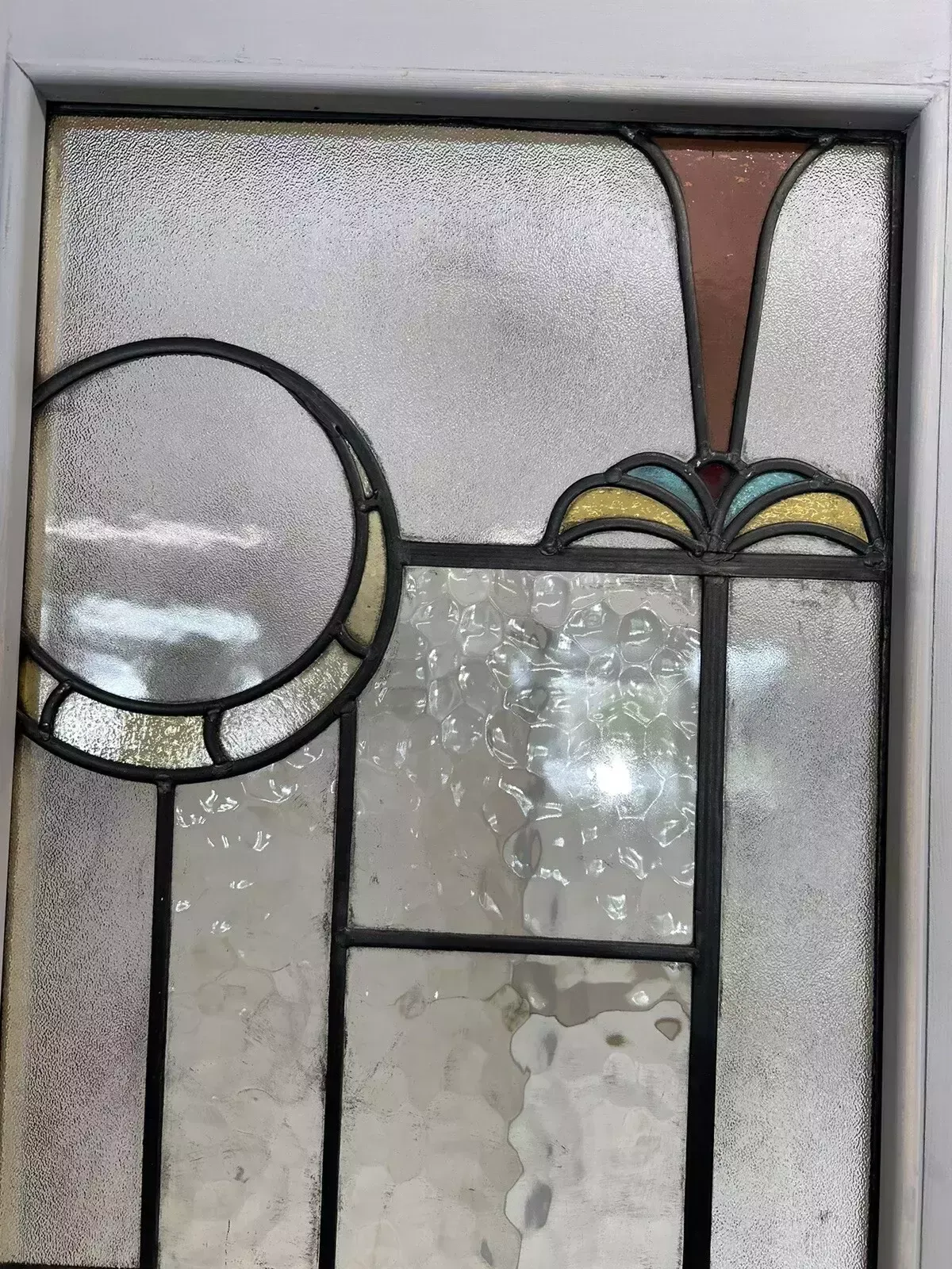 Art Deco Stained Glass Doors Antique Period Reclaimed Old French Lead Double Set photo vinterior
