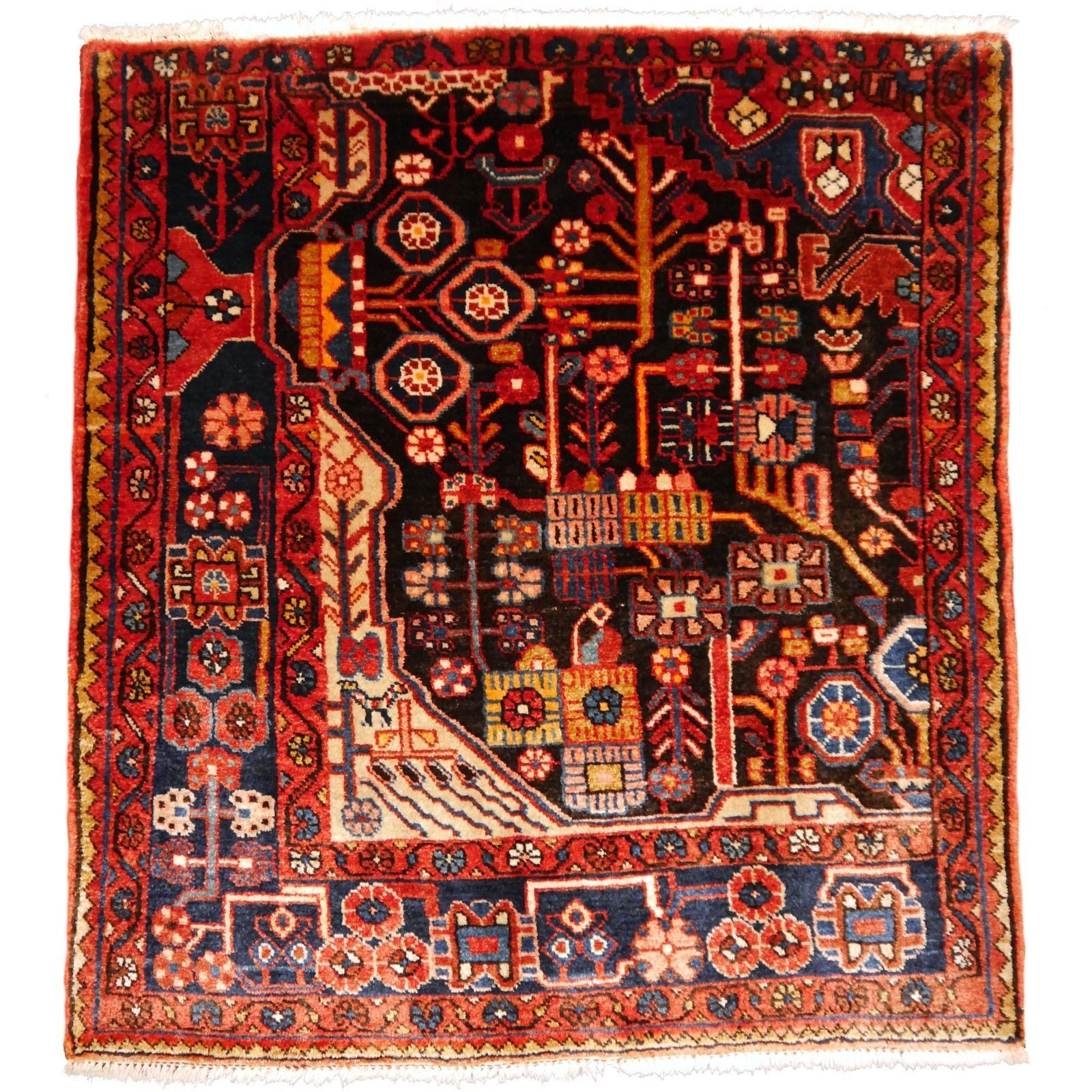 Nahawand Vintage Wagierh Sampler Rug I3.6 X 3.3 Ft / 110 X 100 Cm