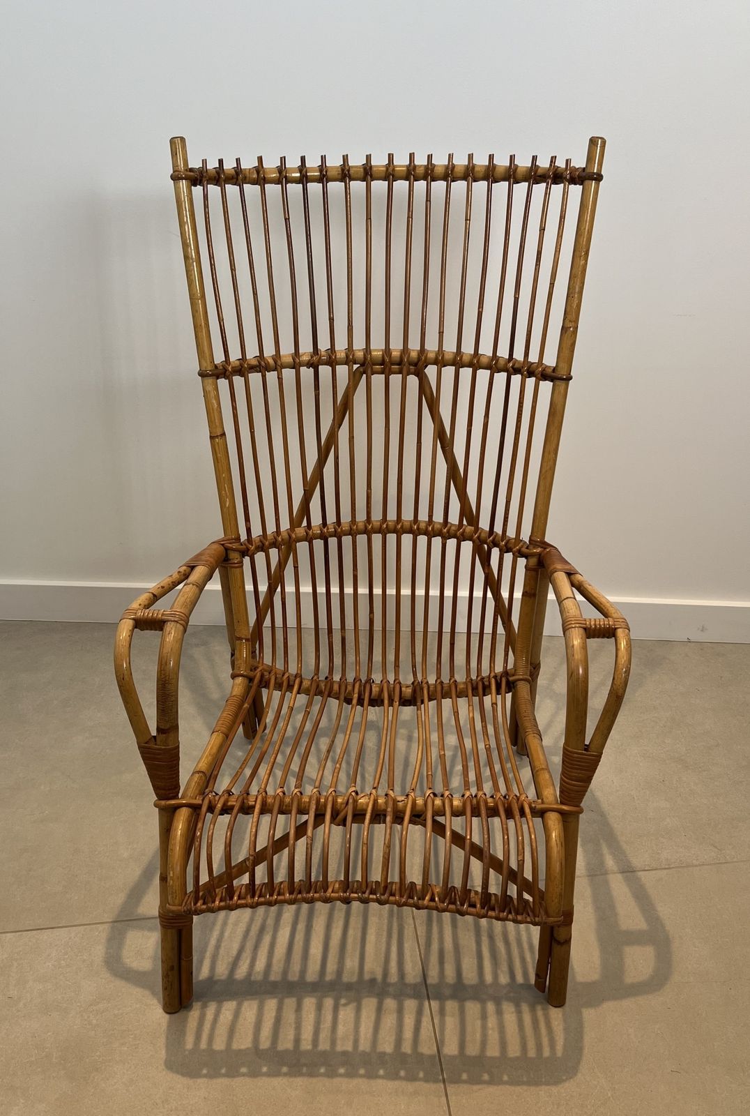Pair Of High Designer Rattan Armchairs photo Furniture