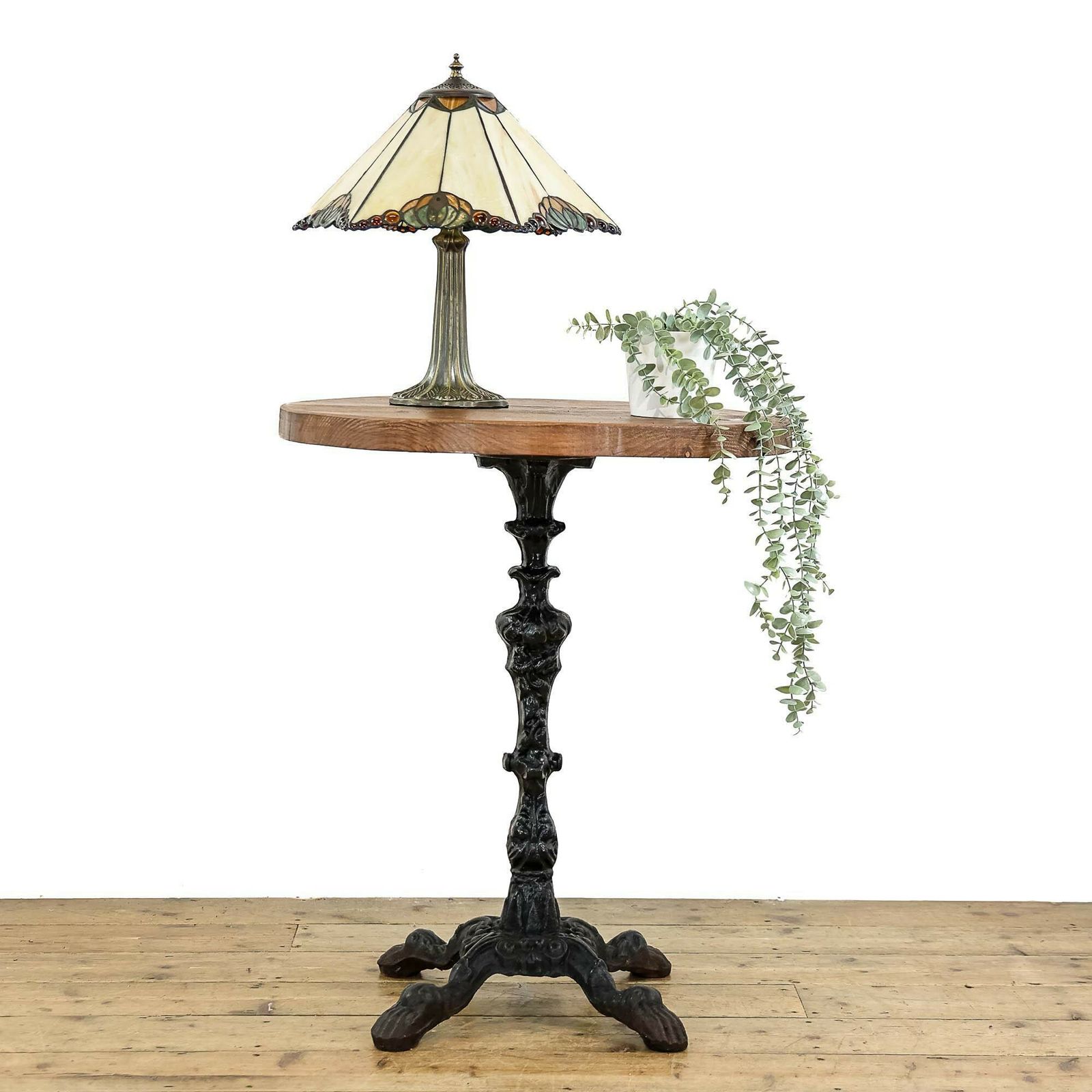 Antique Cast Iron Table Base | Antique Furniture | Oak Topped Table | Pub Table (M 5494)