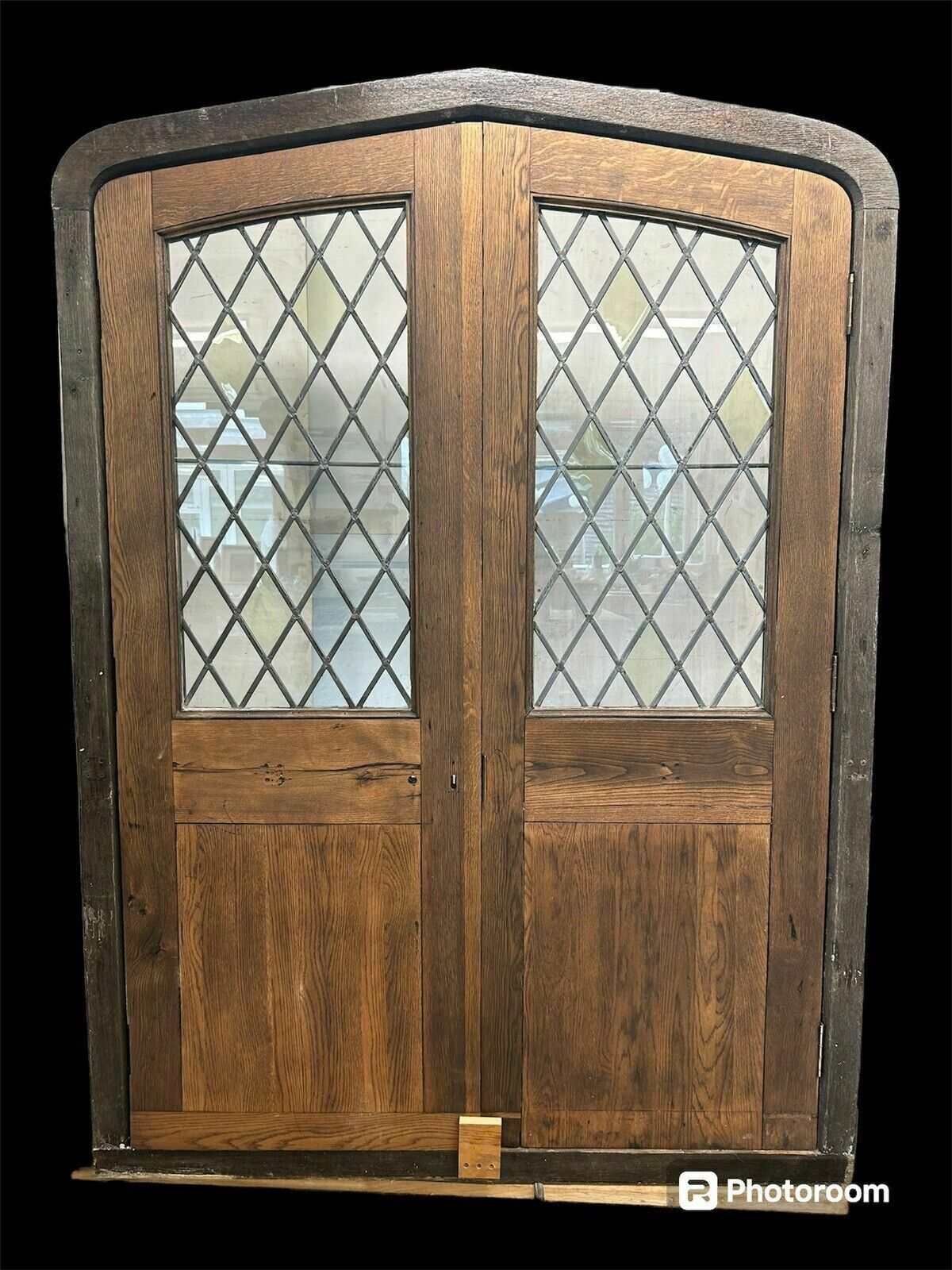 photo furniture Arched Solid Oak Doors Frame Reclaimed Period Double French Antique Set Leaded
